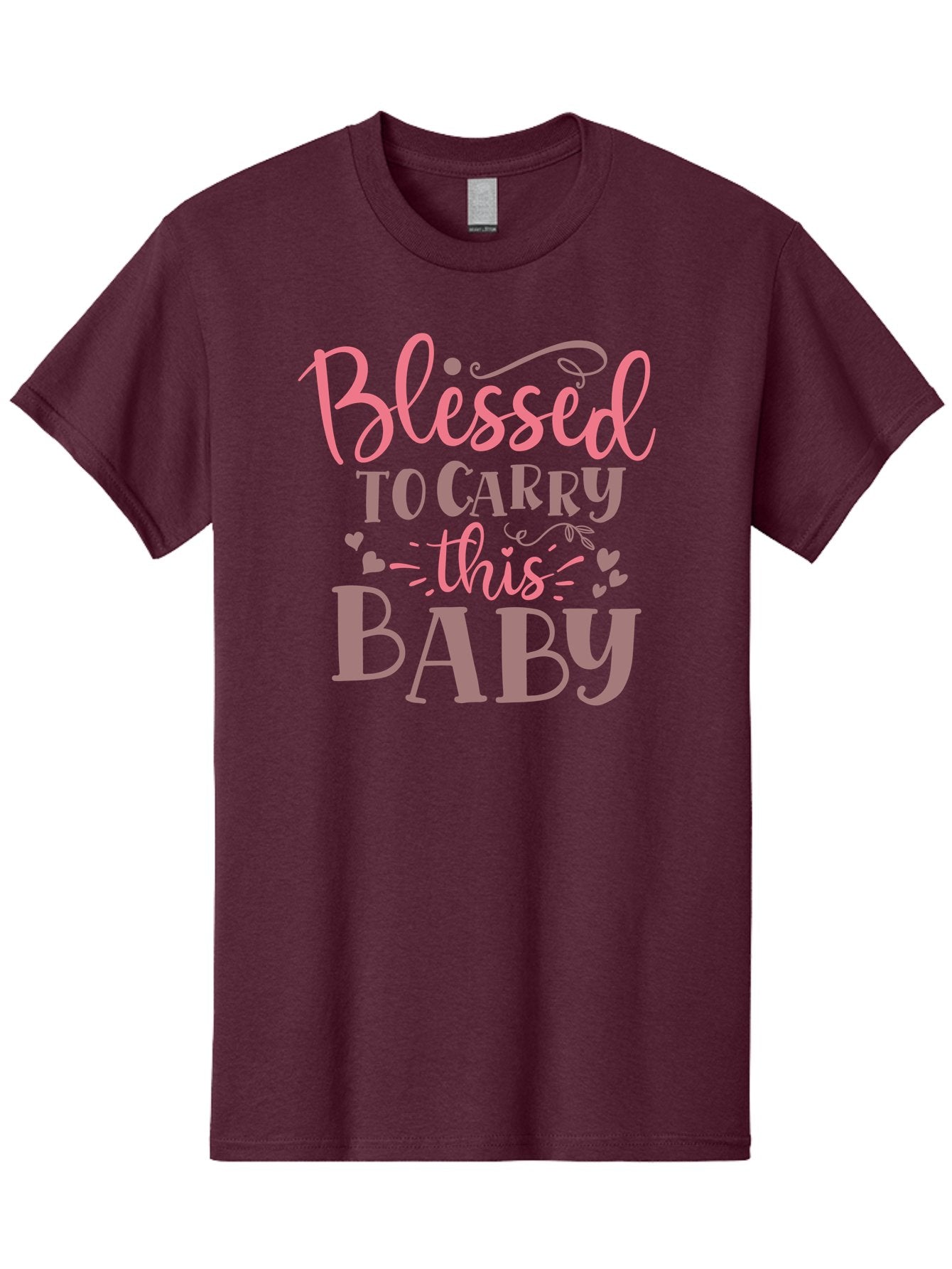 Blessed-To-Carry-This-Baby Men'S Graphic Tee, 100% Cotton, Comfortable Casual Summer Wear, Machine Washable, Pregnancy Quote, Baby Blessing, Expectant Mother, Pink Font, Inspirational Message, Baby Shower Gift, Maternity Message Aad366