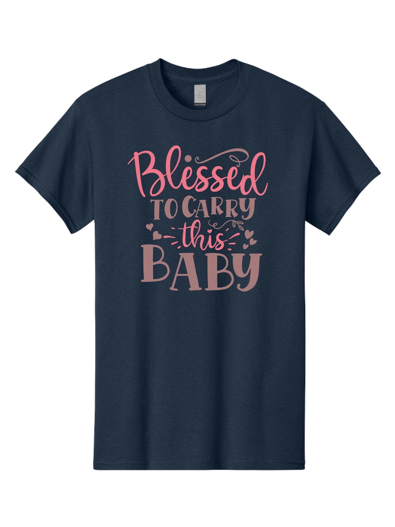 Blessed-To-Carry-This-Baby Men'S Graphic Tee, 100% Cotton, Comfortable Casual Summer Wear, Machine Washable, Pregnancy Quote, Baby Blessing, Expectant Mother, Pink Font, Inspirational Message, Baby Shower Gift, Maternity Message Aad366 8
