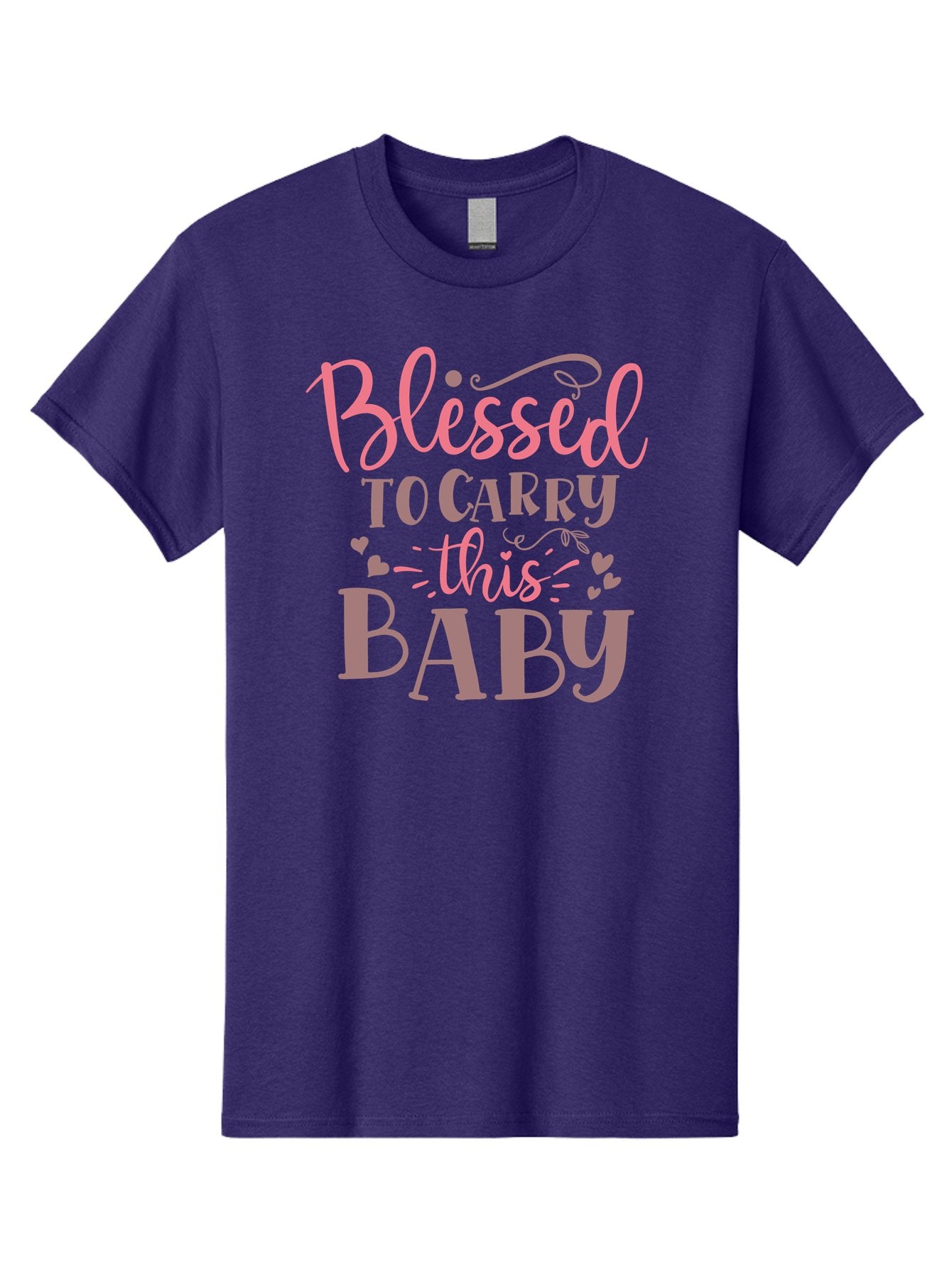 Blessed-To-Carry-This-Baby Men'S Graphic Tee, 100% Cotton, Comfortable Casual Summer Wear, Machine Washable, Pregnancy Quote, Baby Blessing, Expectant Mother, Pink Font, Inspirational Message, Baby Shower Gift, Maternity Message Aad366 4