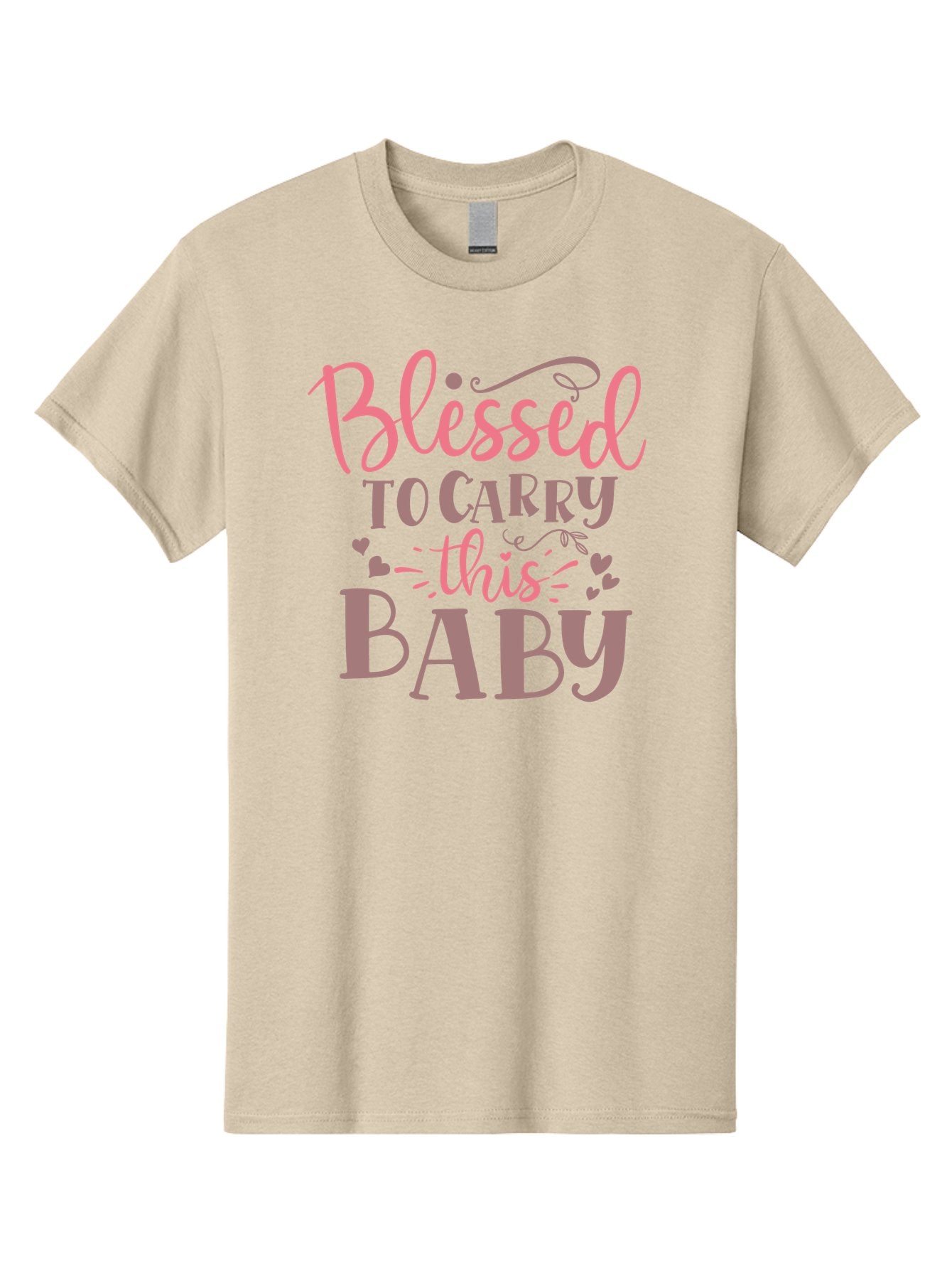 Blessed-To-Carry-This-Baby Men'S Graphic Tee, 100% Cotton, Comfortable Casual Summer Wear, Machine Washable, Pregnancy Quote, Baby Blessing, Expectant Mother, Pink Font, Inspirational Message, Baby Shower Gift, Maternity Message Aad366 6
