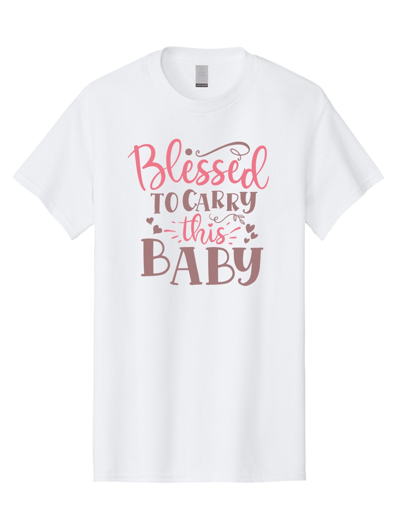Blessed-To-Carry-This-Baby Men'S Graphic Tee, 100% Cotton, Comfortable Casual Summer Wear, Machine Washable, Pregnancy Quote, Baby Blessing, Expectant Mother, Pink Font, Inspirational Message, Baby Shower Gift, Maternity Message Aad366 3