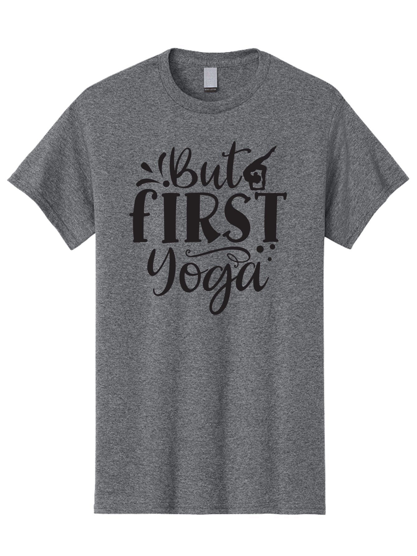 But-First-Yoga Men'S Graphic Tee, 100% Cotton, Comfortable Casual Summer Wear, Machine Washable, Yoga Inspiration, Mindfulness, Wellness Quotes, Motivational Phrases, Yoga Love, Fitness Motivation, Healthy Lifestyle Aad368