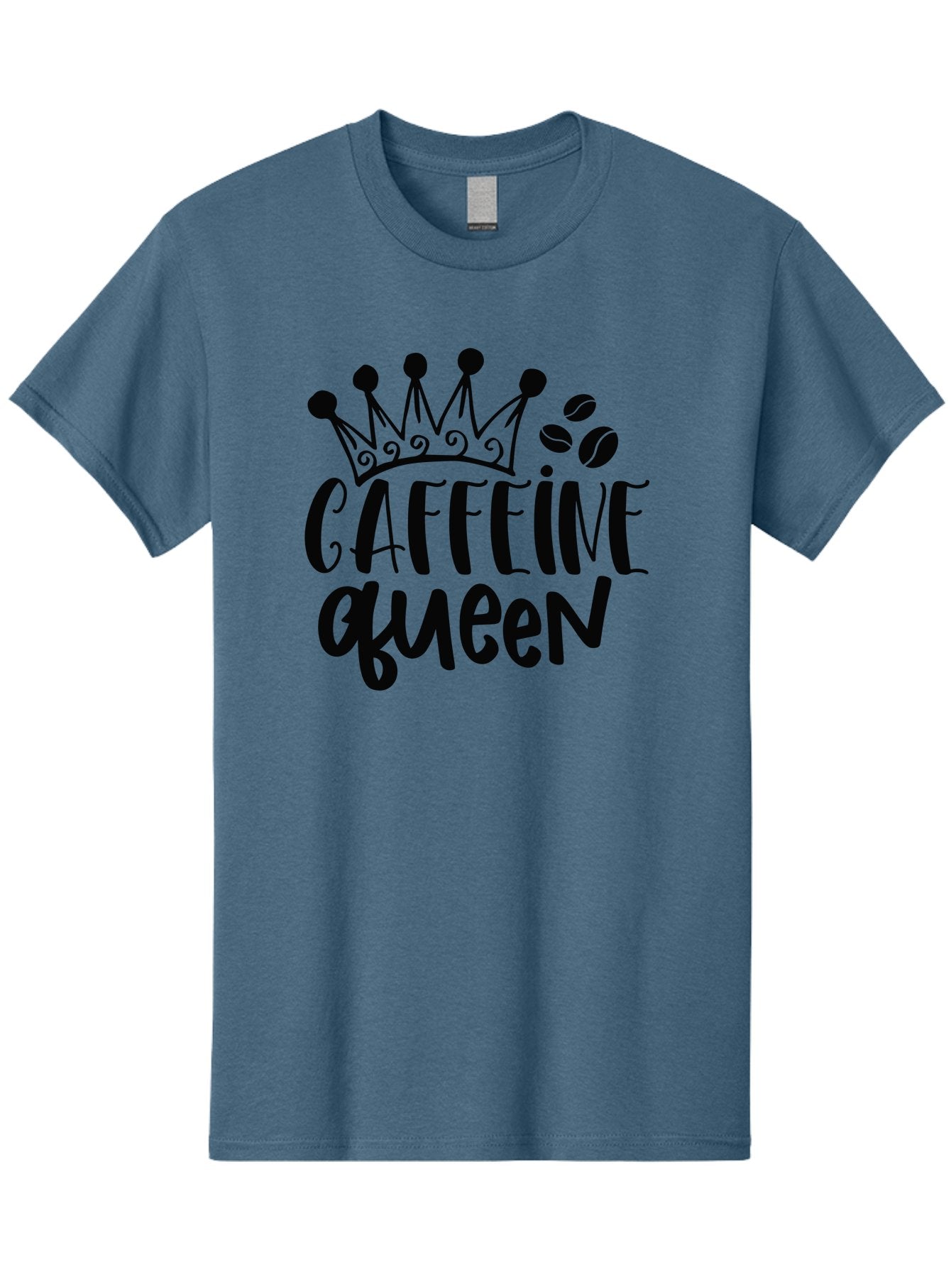 Caffeine-Queen Men'S Graphic Tee, 100% Cotton, Comfortable Casual Summer Wear, Machine Washable, Coffee Lover, Coffee Beans, Crown Icon, Royal Treatment, Coffee Culture, Caffeine Fix, Morning Motivation, Coffee Addiction, Coffee Obsession Aad369 5
