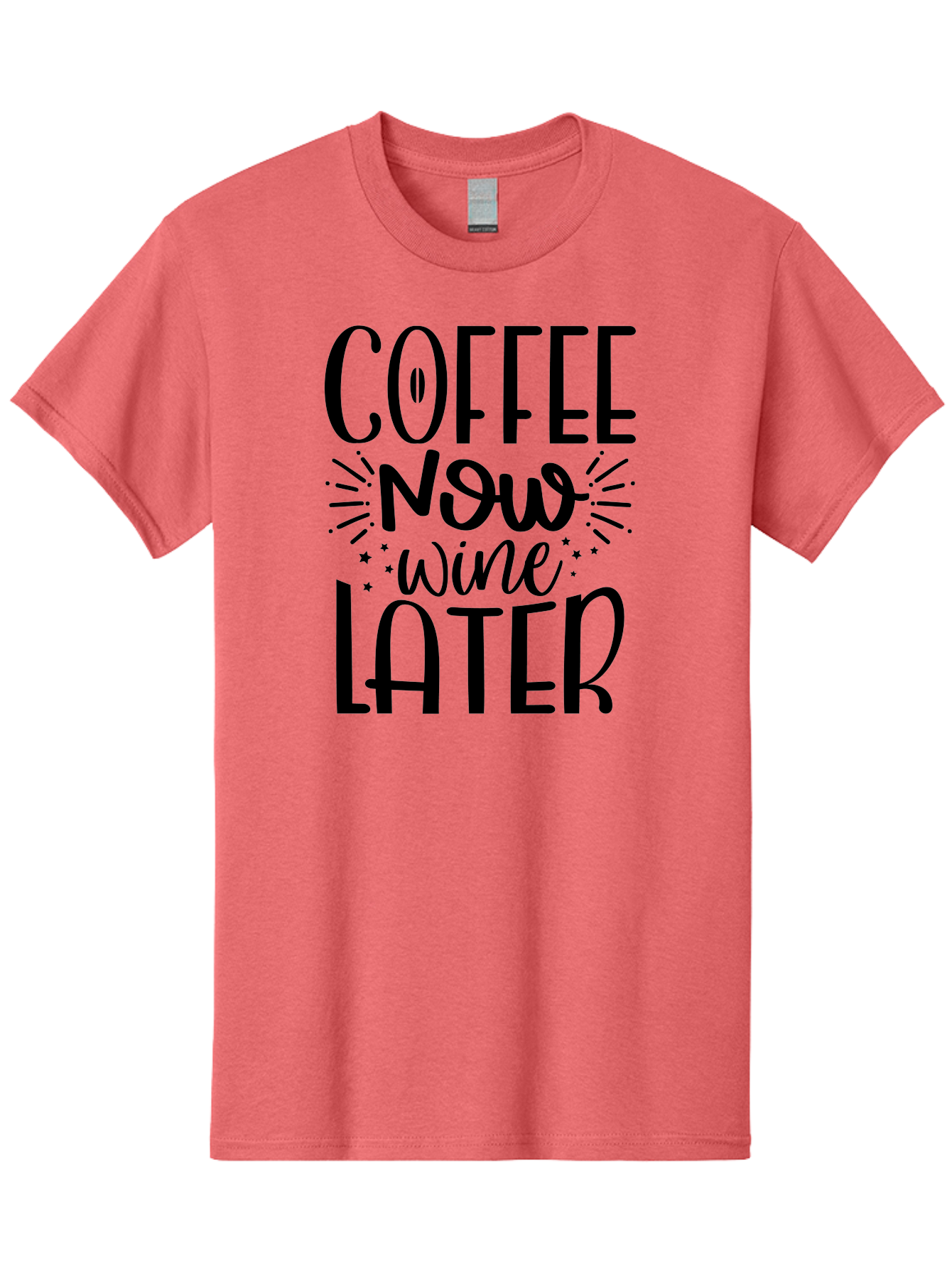 Coffee-Now-Wine-Later Men'S Graphic Tee, 100% Cotton, Comfortable Casual Summer Wear, Machine Washable, Coffee And Wine Quote, Coffee Lover, Wine Enthusiast, Motivational Phrase, Fun Design, Coffee Now Wine Later, Typography Art, Aad374 25