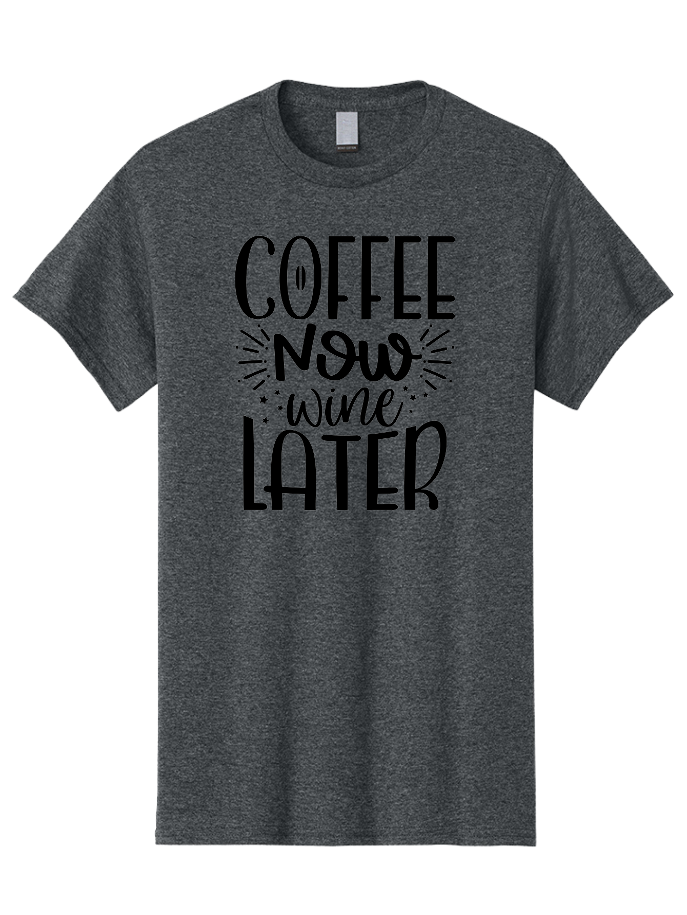 Coffee-Now-Wine-Later Men'S Graphic Tee, 100% Cotton, Comfortable Casual Summer Wear, Machine Washable, Coffee And Wine Quote, Coffee Lover, Wine Enthusiast, Motivational Phrase, Fun Design, Coffee Now Wine Later, Typography Art, Aad374 23