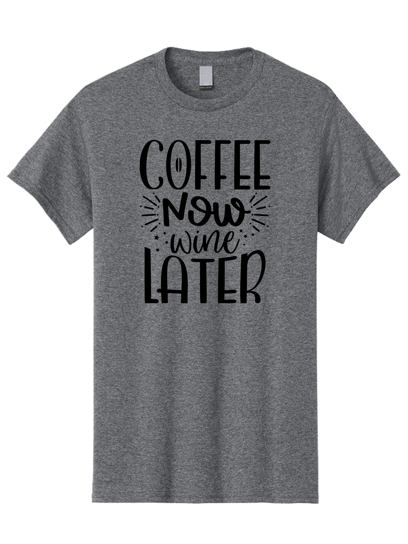 Coffee-Now-Wine-Later Men'S Graphic Tee, 100% Cotton, Comfortable Casual Summer Wear, Machine Washable, Coffee And Wine Quote, Coffee Lover, Wine Enthusiast, Motivational Phrase, Fun Design, Coffee Now Wine Later, Typography Art, Aad374 15