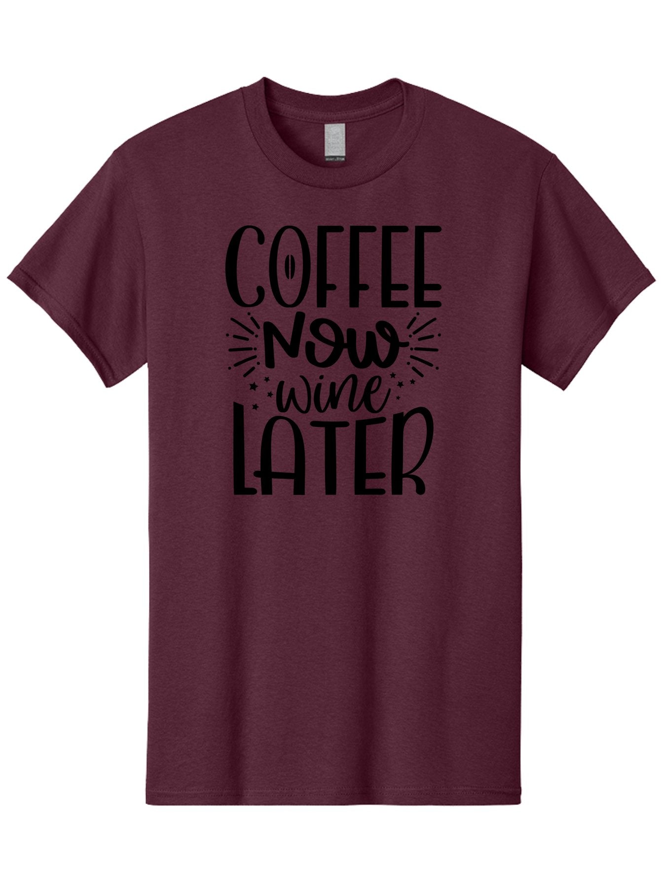 Coffee-Now-Wine-Later Men'S Graphic Tee, 100% Cotton, Comfortable Casual Summer Wear, Machine Washable, Coffee And Wine Quote, Coffee Lover, Wine Enthusiast, Motivational Phrase, Fun Design, Coffee Now Wine Later, Typography Art, Aad374 9