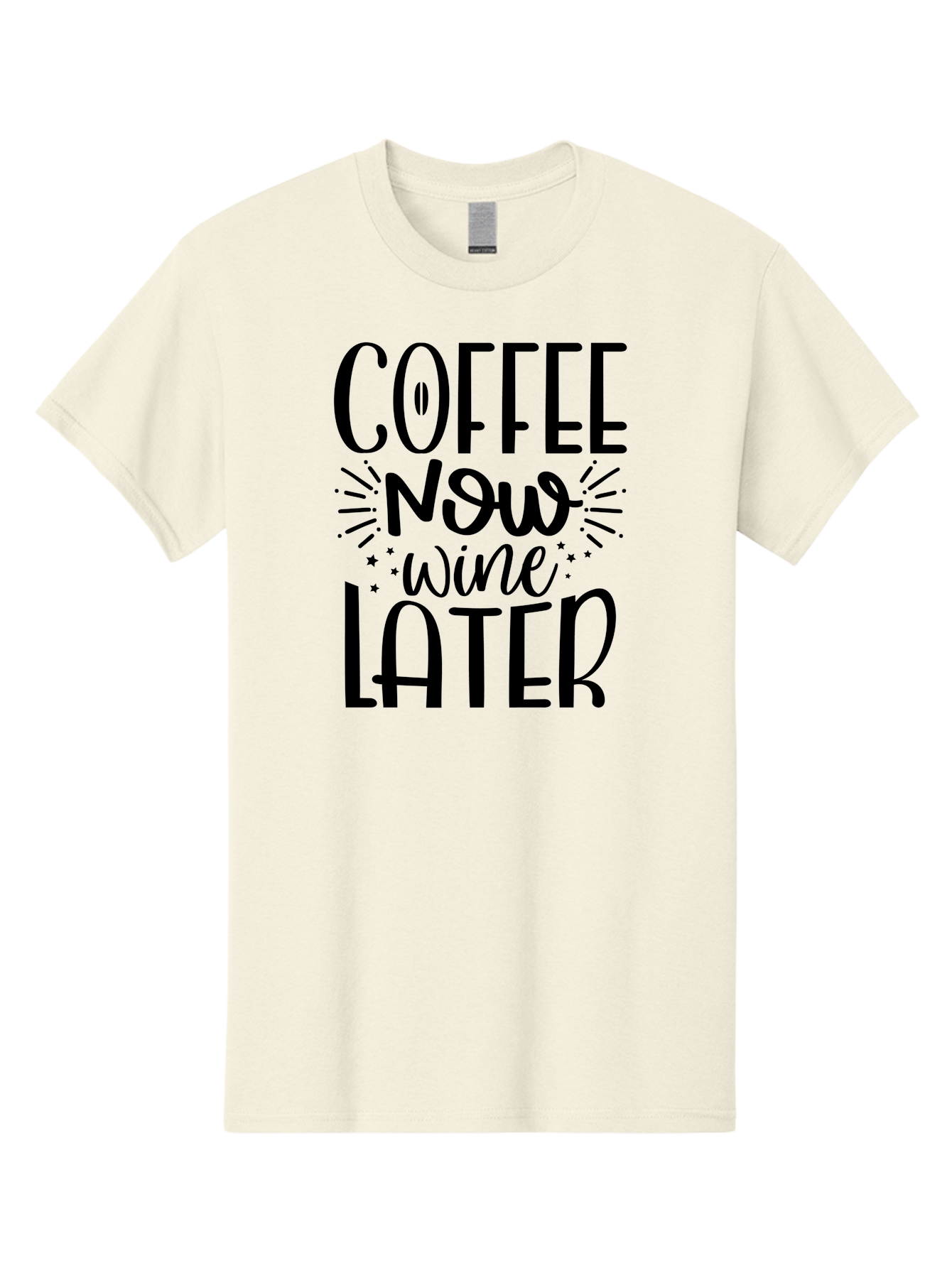 Coffee-Now-Wine-Later Men'S Graphic Tee, 100% Cotton, Comfortable Casual Summer Wear, Machine Washable, Coffee And Wine Quote, Coffee Lover, Wine Enthusiast, Motivational Phrase, Fun Design, Coffee Now Wine Later, Typography Art, Aad374 5
