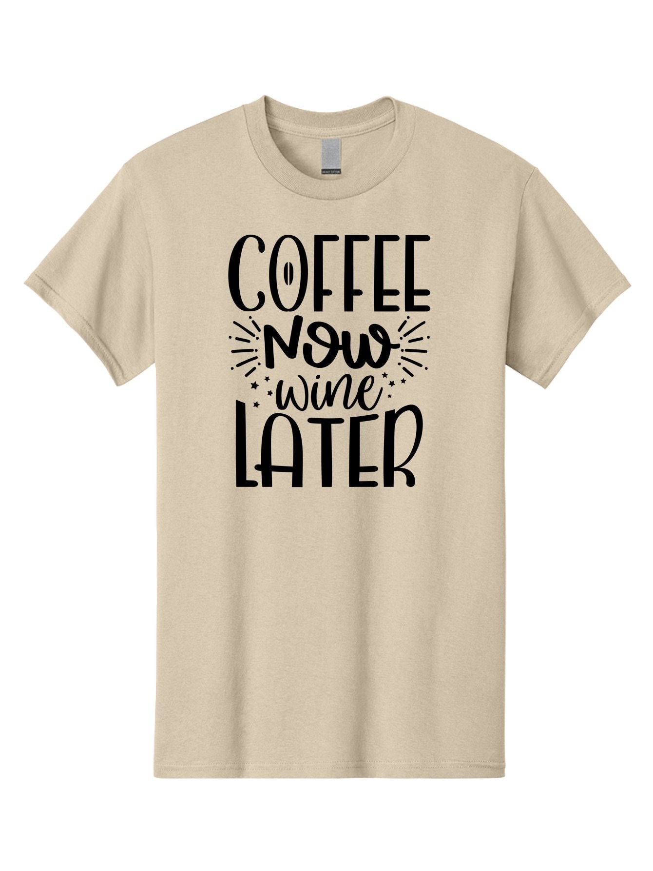 Coffee-Now-Wine-Later Men'S Graphic Tee, 100% Cotton, Comfortable Casual Summer Wear, Machine Washable, Coffee And Wine Quote, Coffee Lover, Wine Enthusiast, Motivational Phrase, Fun Design, Coffee Now Wine Later, Typography Art, Aad374 8