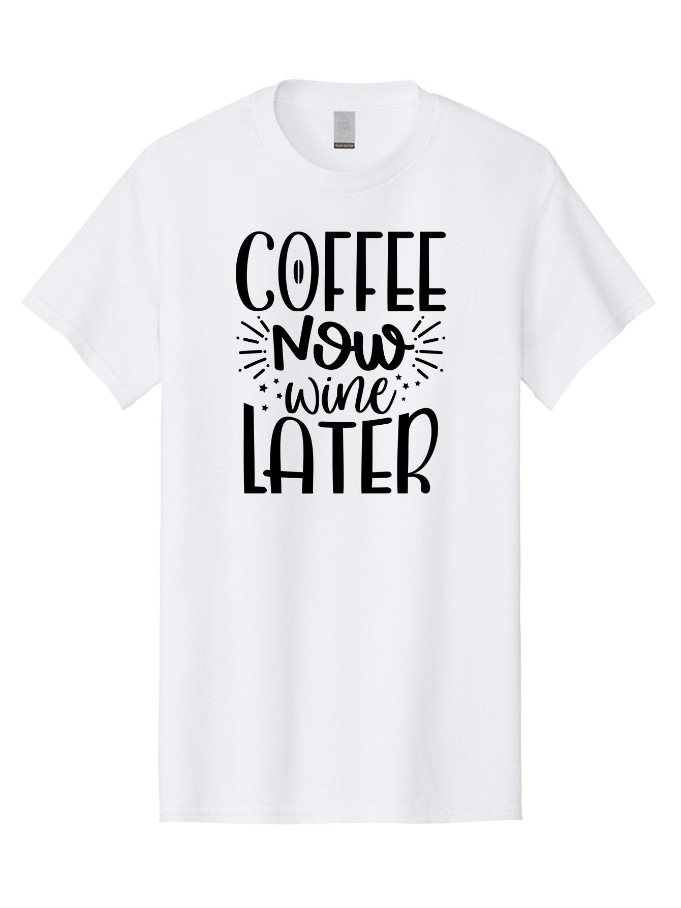Coffee-Now-Wine-Later Men'S Graphic Tee, 100% Cotton, Comfortable Casual Summer Wear, Machine Washable, Coffee And Wine Quote, Coffee Lover, Wine Enthusiast, Motivational Phrase, Fun Design, Coffee Now Wine Later, Typography Art, Aad374 3