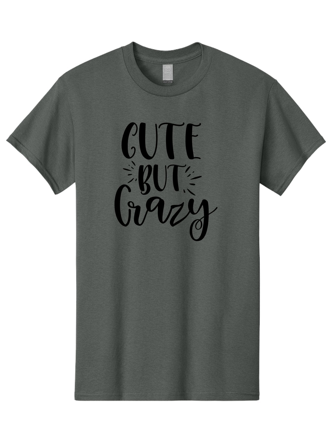 Cute-But-Crazy Men'S Graphic Tee, 100% Cotton, Comfortable Casual Summer Wear, Machine Washable, Funny Quote, Cute But Crazy, Quirky Phrase, Humorous Saying, Playful Font, Inspirational Quote, Motivational Words, Bold Typography Aad379 11