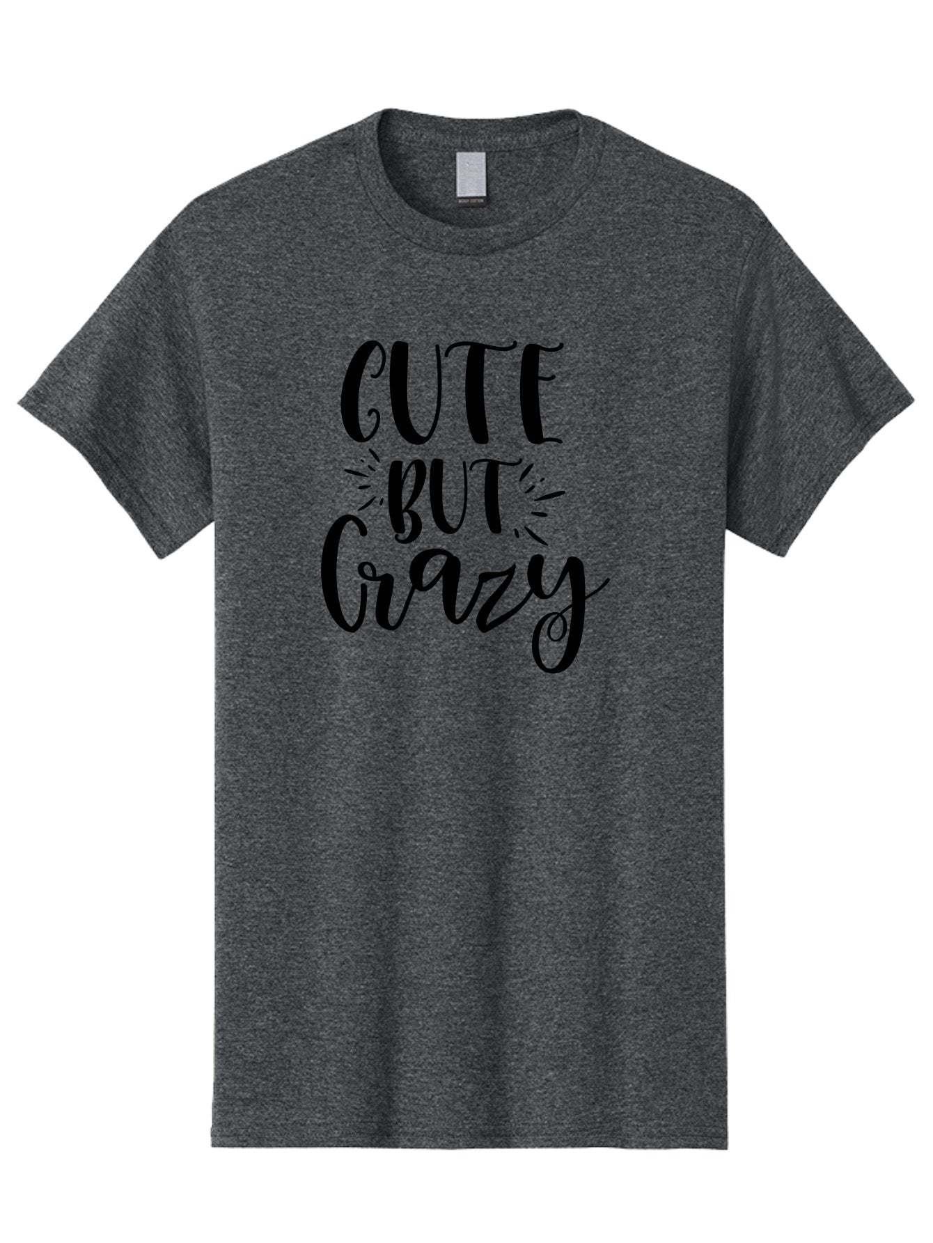 Cute-But-Crazy Men'S Graphic Tee, 100% Cotton, Comfortable Casual Summer Wear, Machine Washable, Funny Quote, Cute But Crazy, Quirky Phrase, Humorous Saying, Playful Font, Inspirational Quote, Motivational Words, Bold Typography Aad379 8
