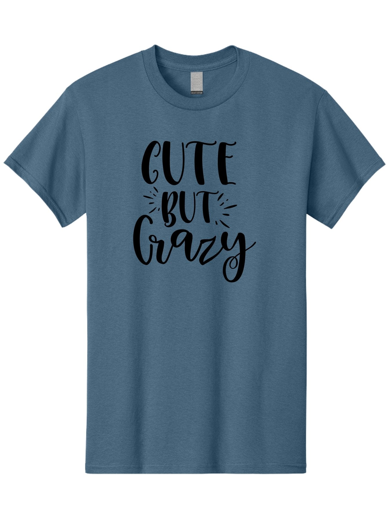 Cute-But-Crazy Men'S Graphic Tee, 100% Cotton, Comfortable Casual Summer Wear, Machine Washable, Funny Quote, Cute But Crazy, Quirky Phrase, Humorous Saying, Playful Font, Inspirational Quote, Motivational Words, Bold Typography Aad379 13