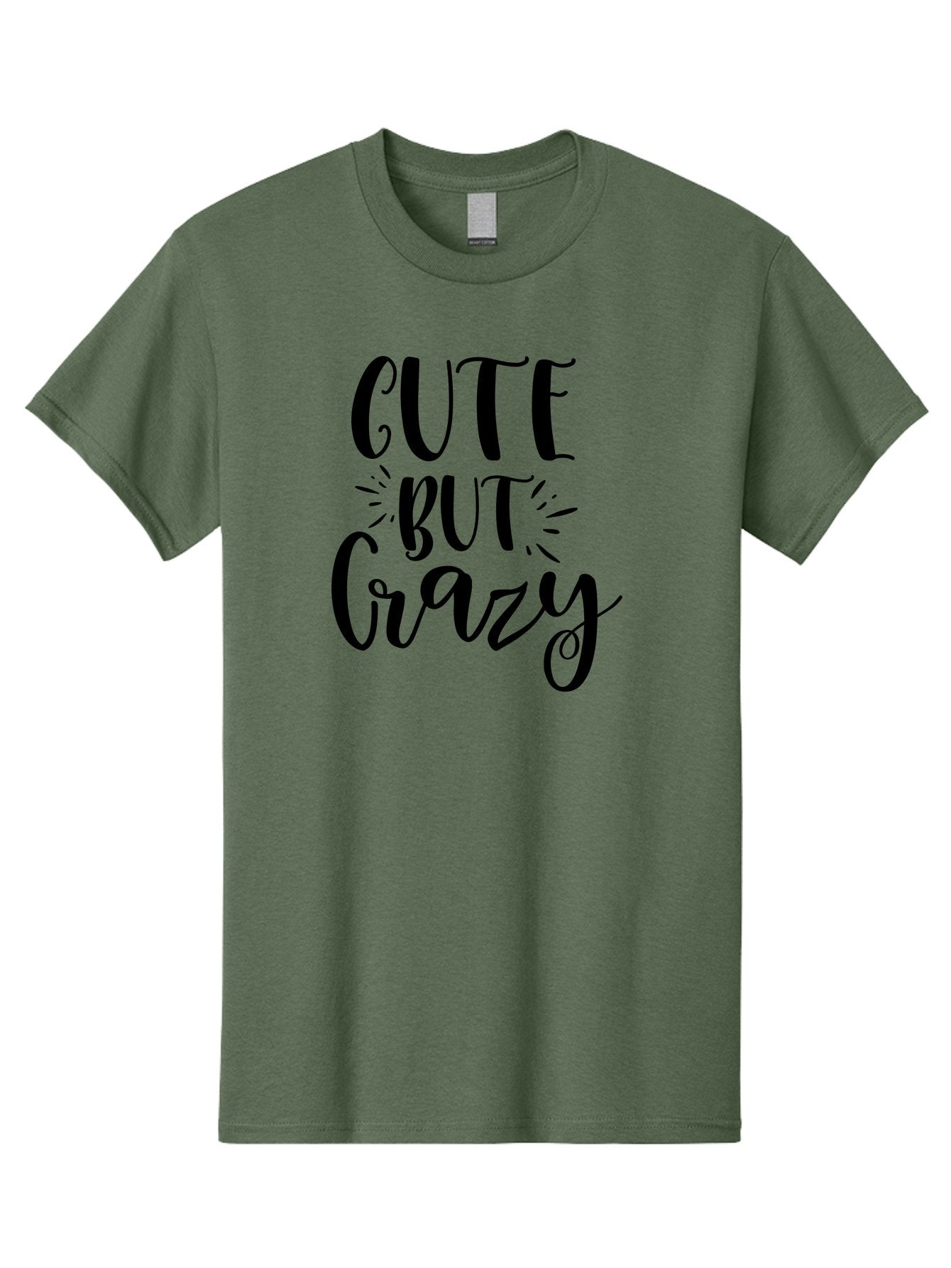 Cute-But-Crazy Men'S Graphic Tee, 100% Cotton, Comfortable Casual Summer Wear, Machine Washable, Funny Quote, Cute But Crazy, Quirky Phrase, Humorous Saying, Playful Font, Inspirational Quote, Motivational Words, Bold Typography Aad379 6