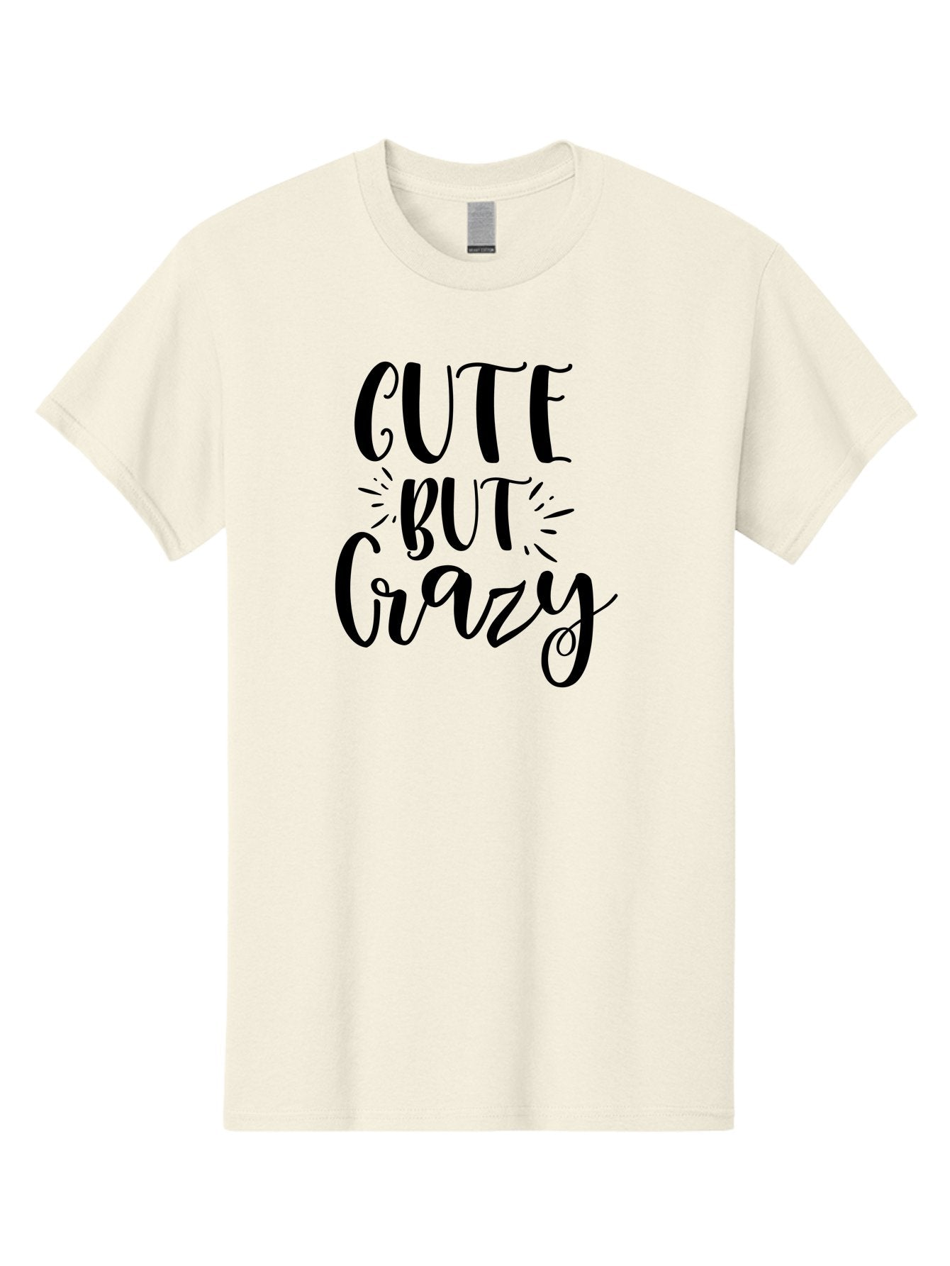 Cute-But-Crazy Men'S Graphic Tee, 100% Cotton, Comfortable Casual Summer Wear, Machine Washable, Funny Quote, Cute But Crazy, Quirky Phrase, Humorous Saying, Playful Font, Inspirational Quote, Motivational Words, Bold Typography Aad379 3