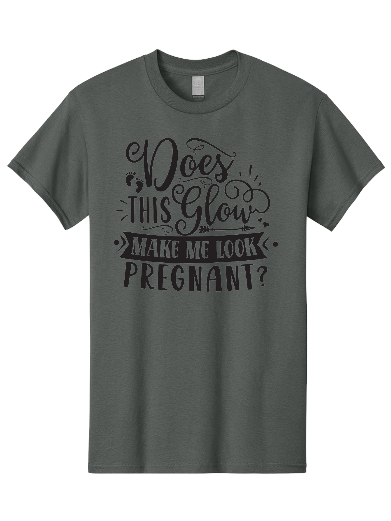 Does-This-Glow-Make-Me-Look-Pregnant Men'S Graphic Tee, 100% Cotton, Comfortable Casual Summer Wear, Machine Washable, Funny Pregnancy Quote, Humorous Saying, Whimsical Typography, Pregnancy Glow, Cute Design, Playful Text, Baby Feet Aad382 3