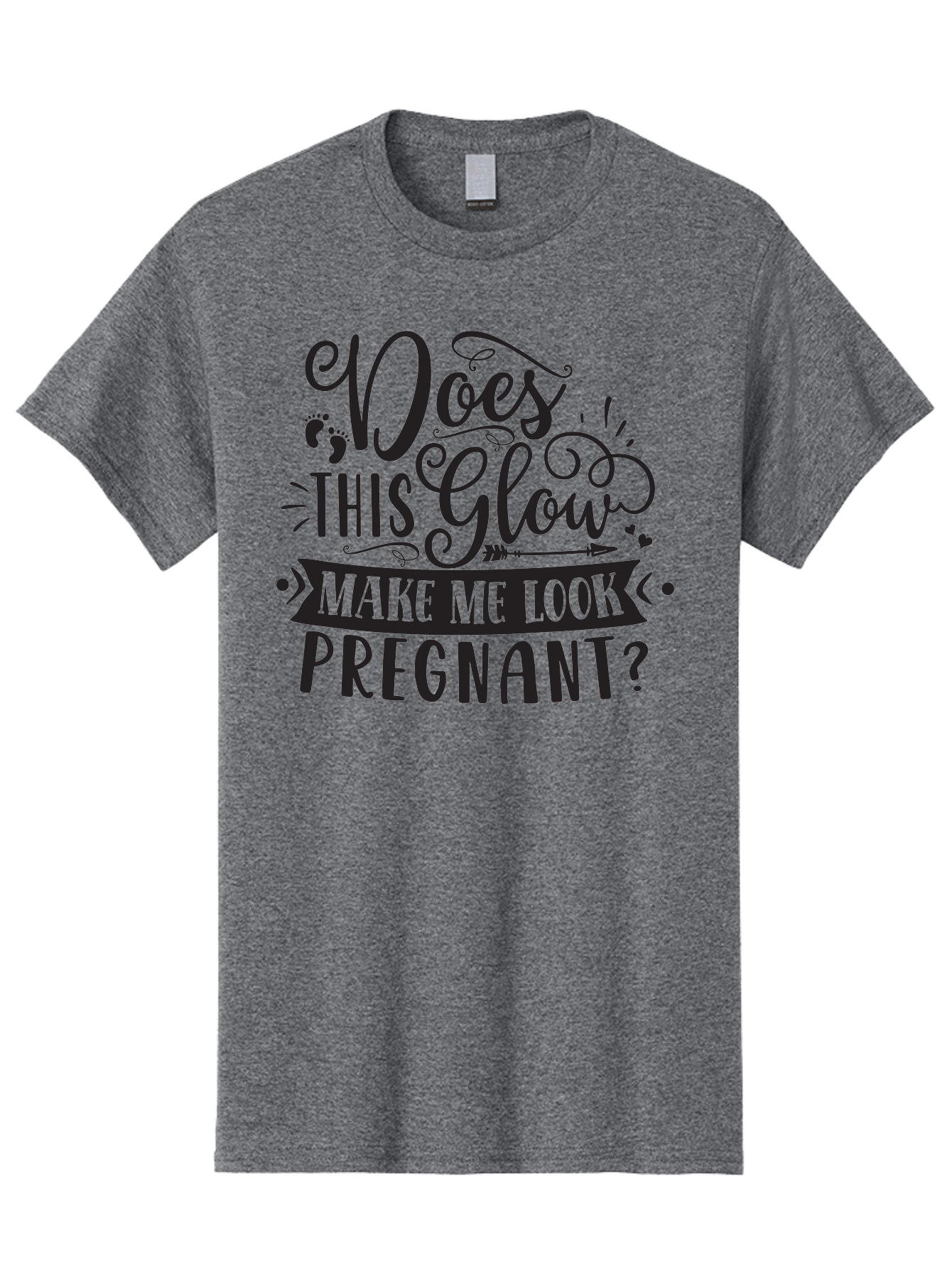 Does-This-Glow-Make-Me-Look-Pregnant Men'S Graphic Tee, 100% Cotton, Comfortable Casual Summer Wear, Machine Washable, Funny Pregnancy Quote, Humorous Saying, Whimsical Typography, Pregnancy Glow, Cute Design, Playful Text, Baby Feet Aad382 17