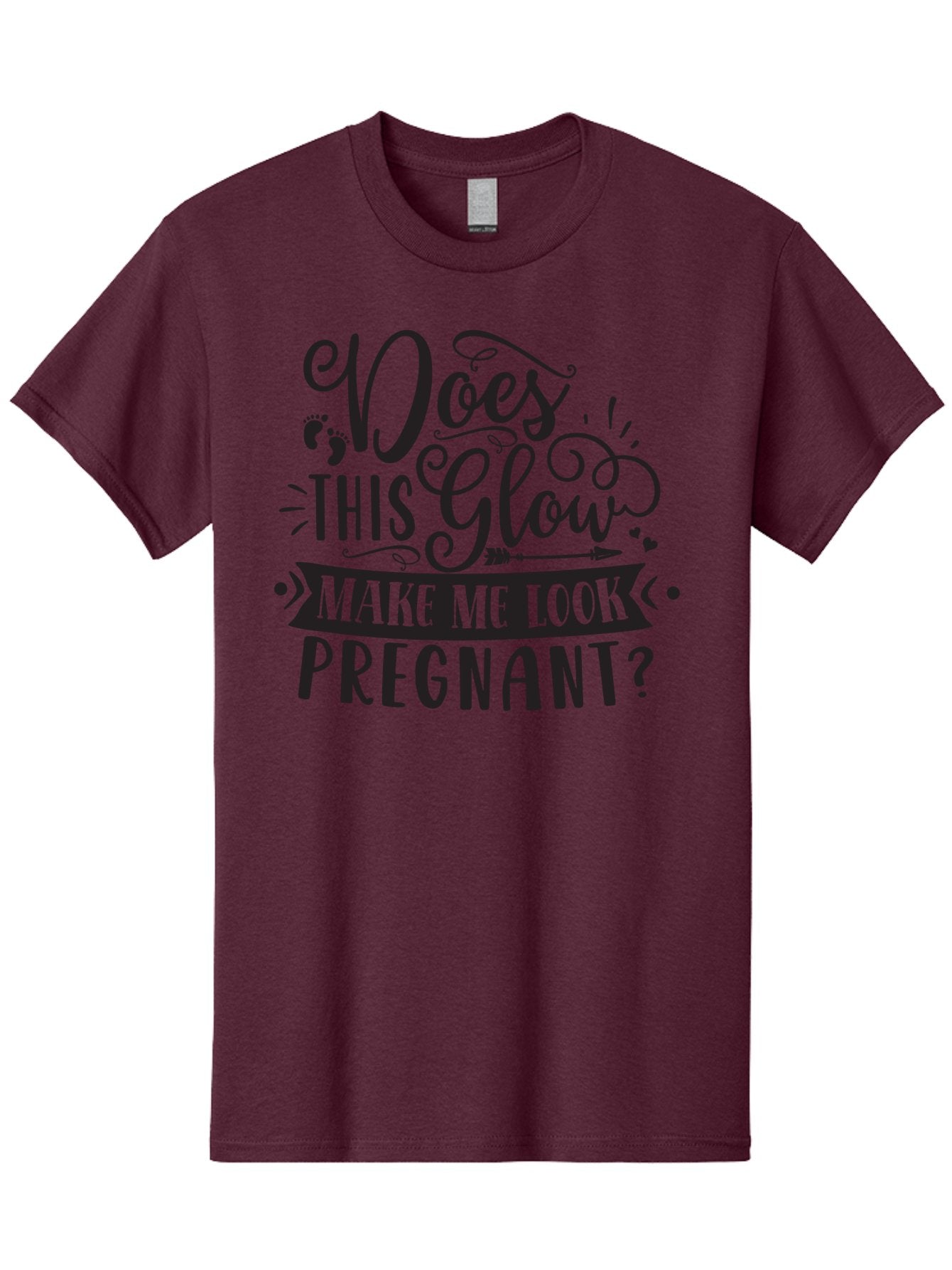 Does-This-Glow-Make-Me-Look-Pregnant Men'S Graphic Tee, 100% Cotton, Comfortable Casual Summer Wear, Machine Washable, Funny Pregnancy Quote, Humorous Saying, Whimsical Typography, Pregnancy Glow, Cute Design, Playful Text, Baby Feet Aad382 5
