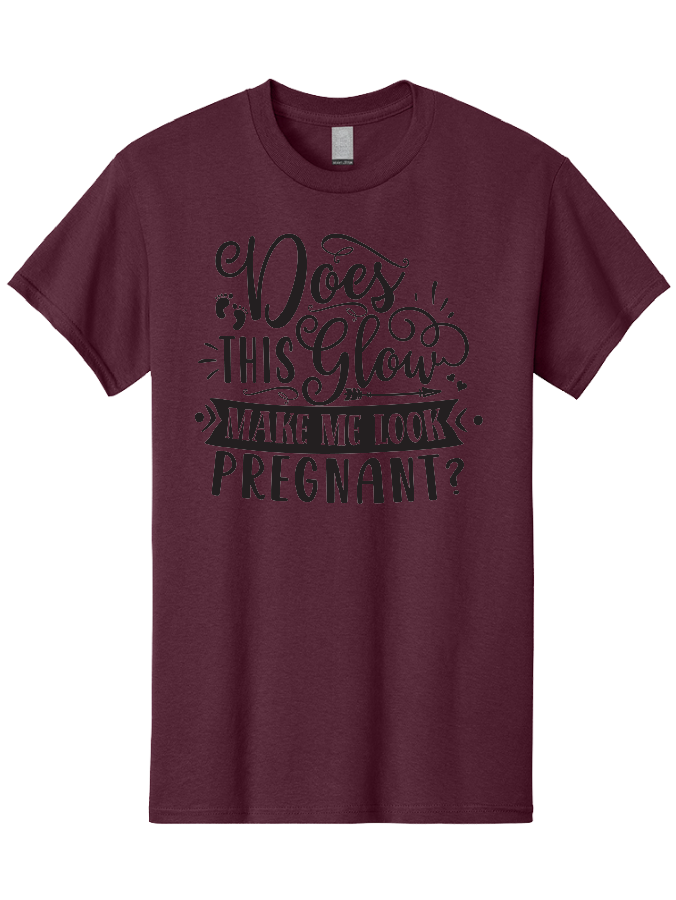 Does-This-Glow-Make-Me-Look-Pregnant Men'S Graphic Tee, 100% Cotton, Comfortable Casual Summer Wear, Machine Washable, Funny Pregnancy Quote, Humorous Saying, Whimsical Typography, Pregnancy Glow, Cute Design, Playful Text, Baby Feet Aad382 15