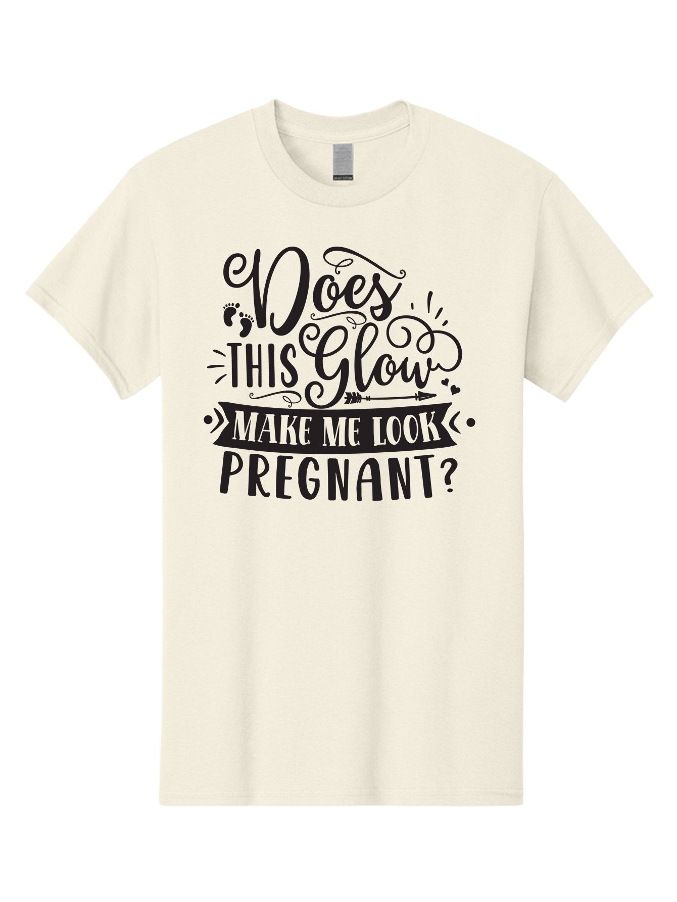 Does-This-Glow-Make-Me-Look-Pregnant Men'S Graphic Tee, 100% Cotton, Comfortable Casual Summer Wear, Machine Washable, Funny Pregnancy Quote, Humorous Saying, Whimsical Typography, Pregnancy Glow, Cute Design, Playful Text, Baby Feet Aad382 12