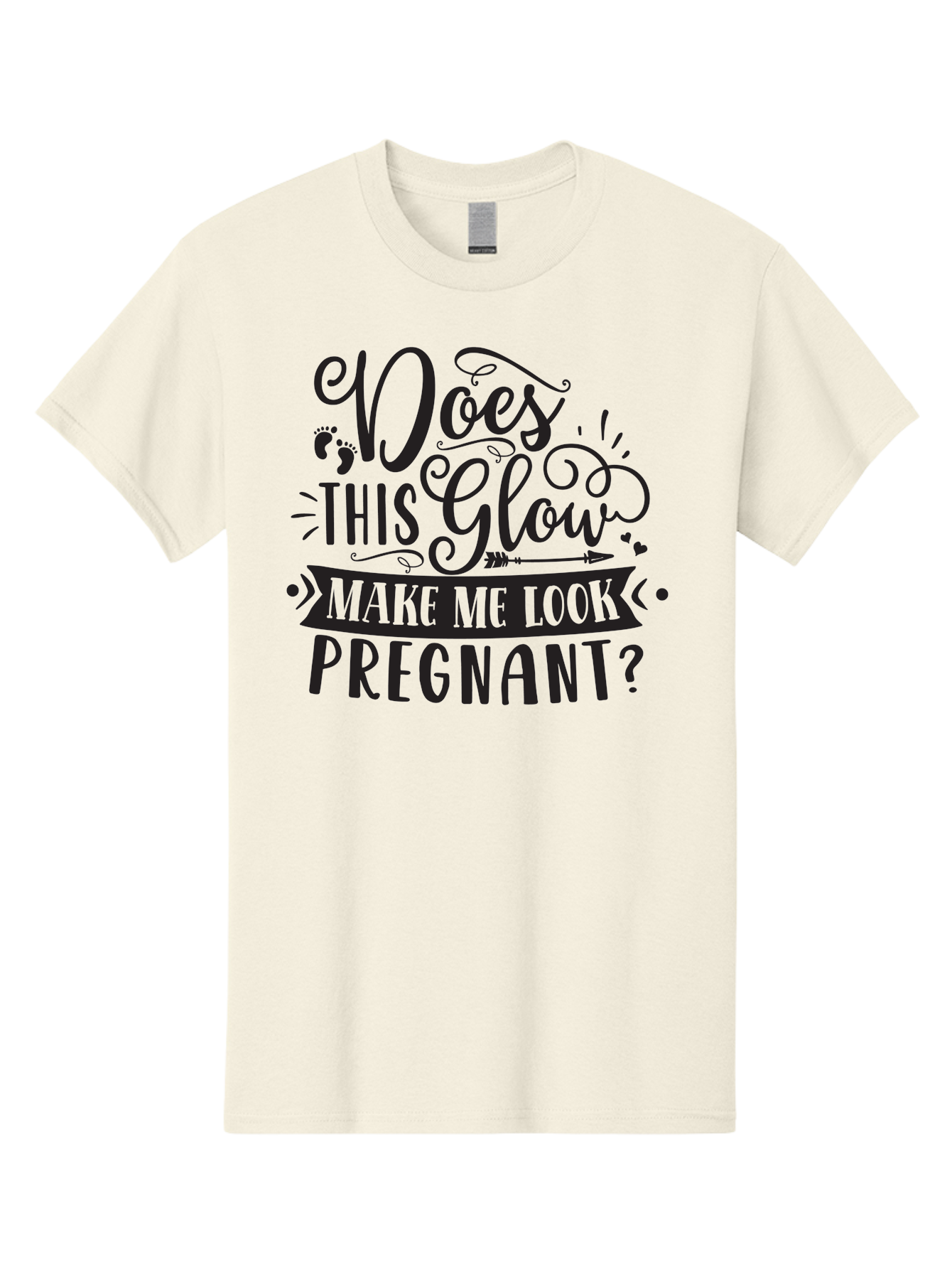 Does-This-Glow-Make-Me-Look-Pregnant Men'S Graphic Tee, 100% Cotton, Comfortable Casual Summer Wear, Machine Washable, Funny Pregnancy Quote, Humorous Saying, Whimsical Typography, Pregnancy Glow, Cute Design, Playful Text, Baby Feet Aad382 5