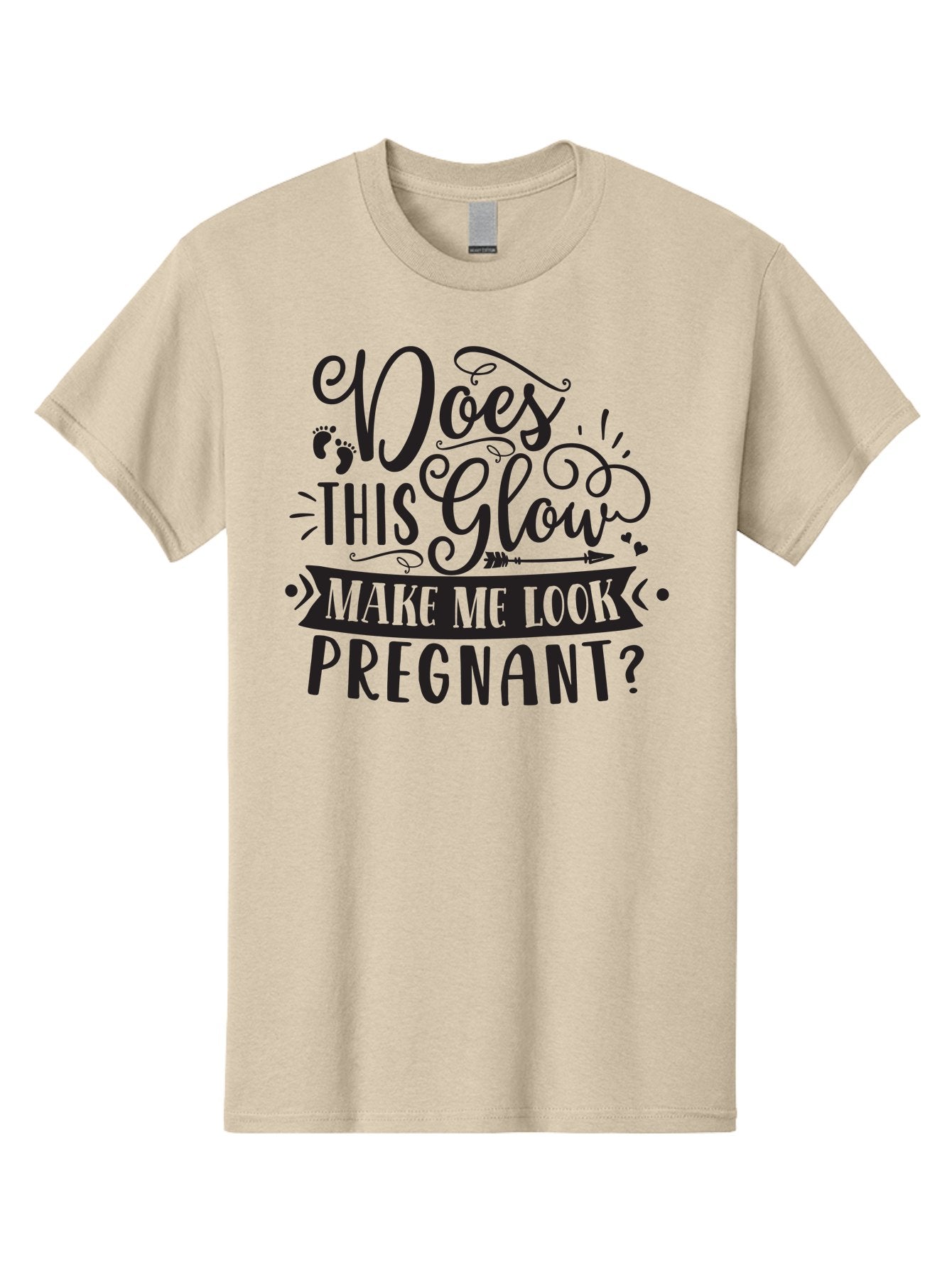 Does-This-Glow-Make-Me-Look-Pregnant Men'S Graphic Tee, 100% Cotton, Comfortable Casual Summer Wear, Machine Washable, Funny Pregnancy Quote, Humorous Saying, Whimsical Typography, Pregnancy Glow, Cute Design, Playful Text, Baby Feet Aad382 4