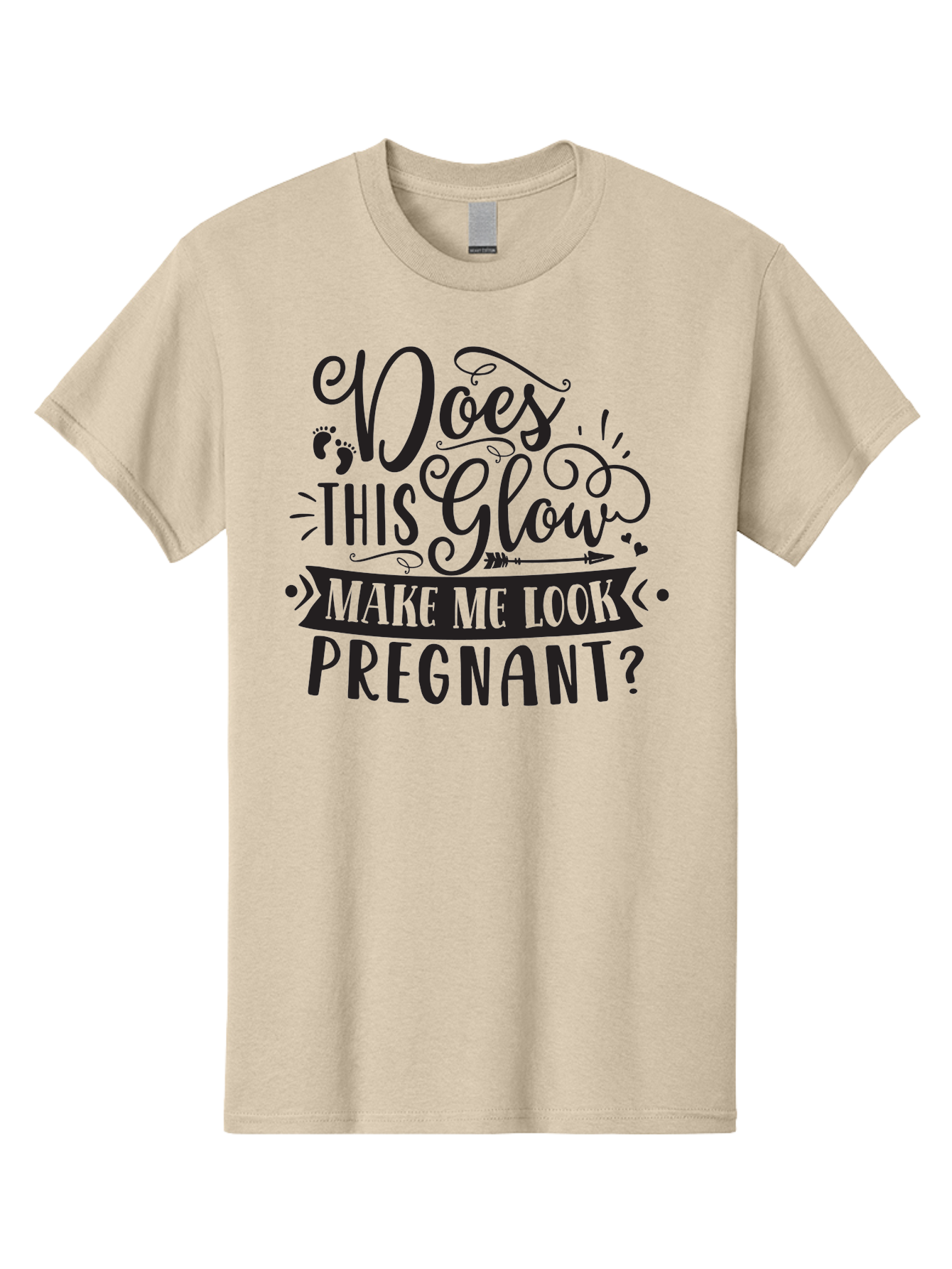Does-This-Glow-Make-Me-Look-Pregnant Men'S Graphic Tee, 100% Cotton, Comfortable Casual Summer Wear, Machine Washable, Funny Pregnancy Quote, Humorous Saying, Whimsical Typography, Pregnancy Glow, Cute Design, Playful Text, Baby Feet Aad382 23