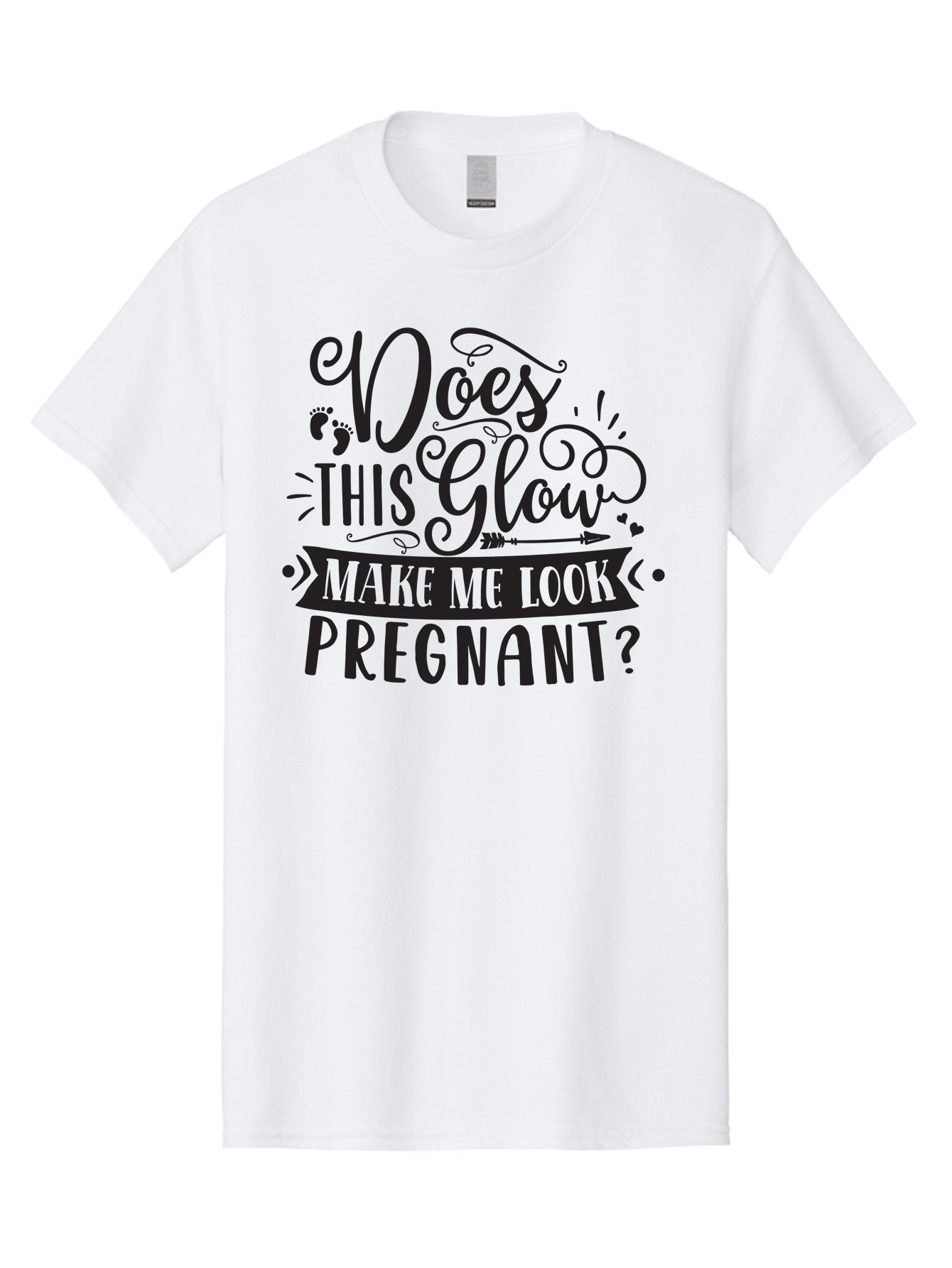 Does-This-Glow-Make-Me-Look-Pregnant Men'S Graphic Tee, 100% Cotton, Comfortable Casual Summer Wear, Machine Washable, Funny Pregnancy Quote, Humorous Saying, Whimsical Typography, Pregnancy Glow, Cute Design, Playful Text, Baby Feet Aad382 9