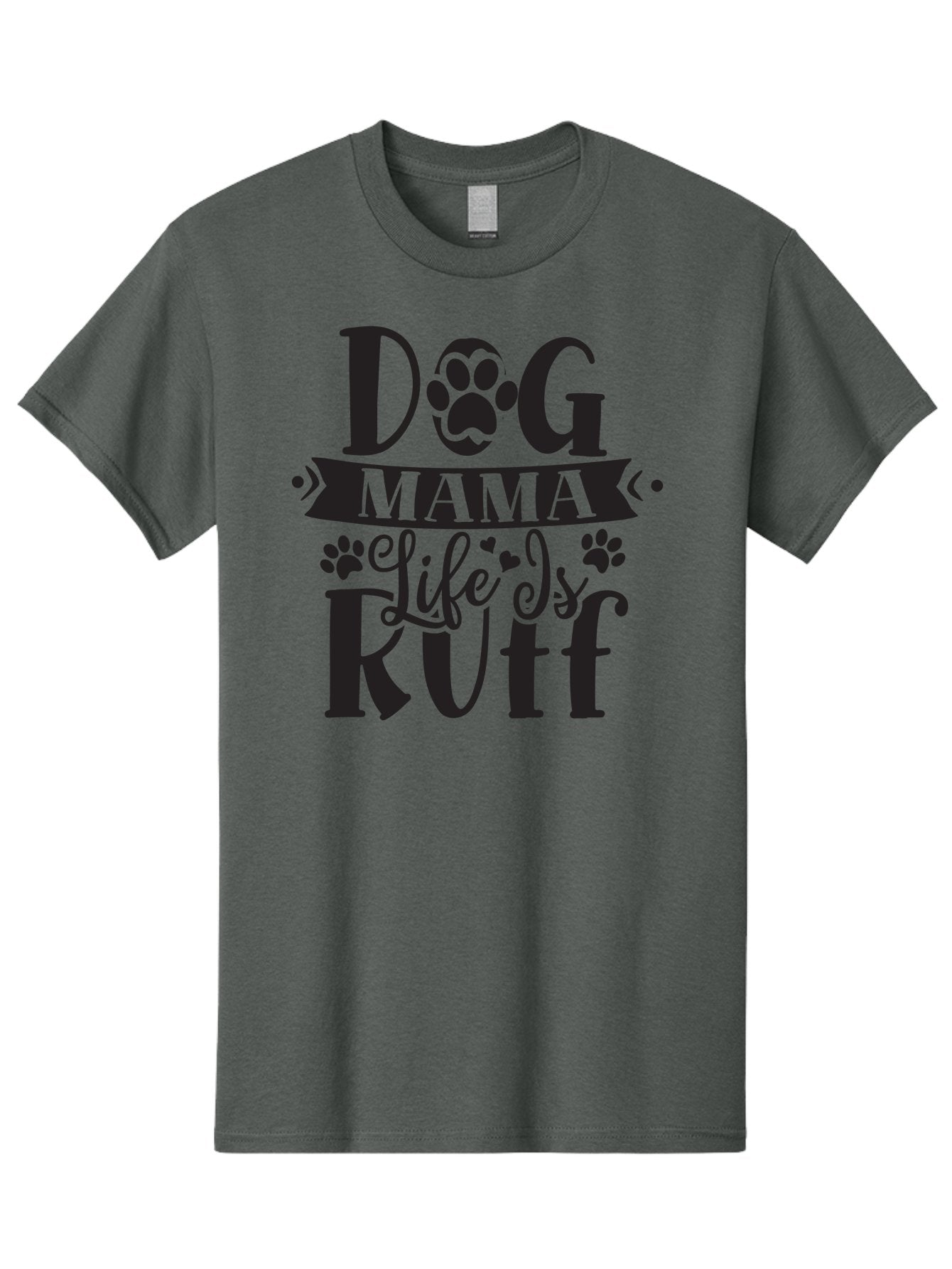 Dog-Mama-Life-Is-Rutf Men'S Graphic Tee, 100% Cotton, Comfortable Casual Summer Wear, Machine Washable, Dog Mama, Dog Mom, Dog Lover, Dog Quote, Dog Life, Dog Phrase, Paw Print, Dog Text, Ruff Life, Dog Mama Life, Dog Love Aad384