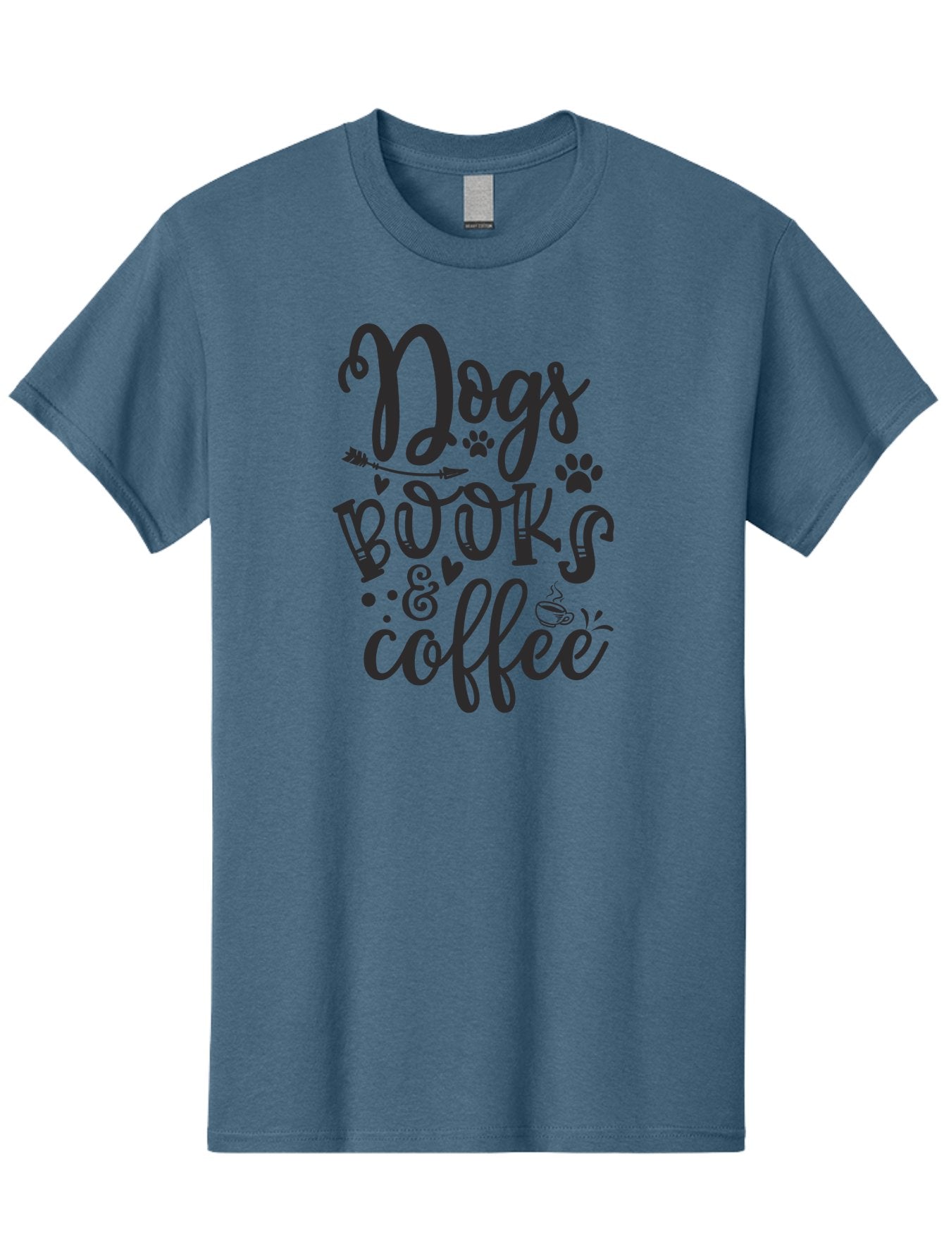 Dogs-Books-Coffee Men'S Graphic Tee, 100% Cotton, Comfortable Casual Summer Wear, Machine Washable, Book Lovers, Dog Owners, Coffee Enthusiasts, Casual Lifestyle, Relaxed Atmosphere, Reading Culture, Dog Friendly, Coffee Break Aad389