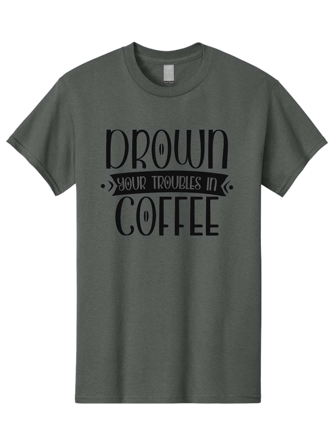 Drown-Your-Troubles-In-Coffee Men'S Graphic Tee, 100% Cotton, Comfortable Casual Summer Wear, Machine Washable, Motivational Quote, Coffee Lover, Drown Your Troubles, Coffee Quote, Morning Motivation, Positivity, Humor, Typography Aad391 13