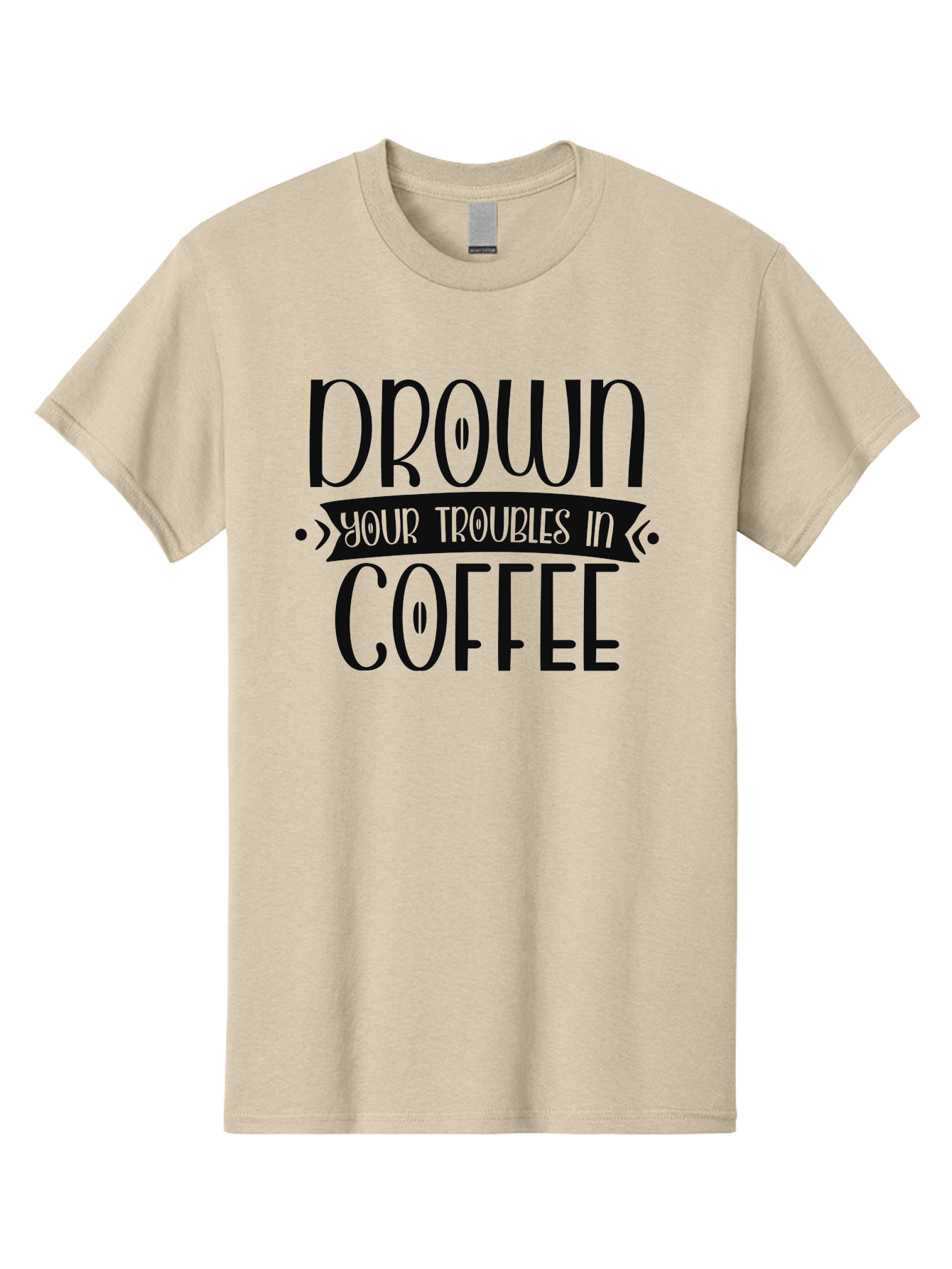 Drown-Your-Troubles-In-Coffee Men'S Graphic Tee, 100% Cotton, Comfortable Casual Summer Wear, Machine Washable, Motivational Quote, Coffee Lover, Drown Your Troubles, Coffee Quote, Morning Motivation, Positivity, Humor, Typography Aad391 19