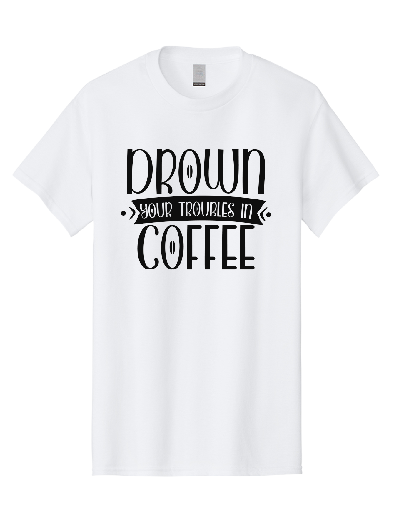 Drown-Your-Troubles-In-Coffee Men'S Graphic Tee, 100% Cotton, Comfortable Casual Summer Wear, Machine Washable, Motivational Quote, Coffee Lover, Drown Your Troubles, Coffee Quote, Morning Motivation, Positivity, Humor, Typography Aad391 5