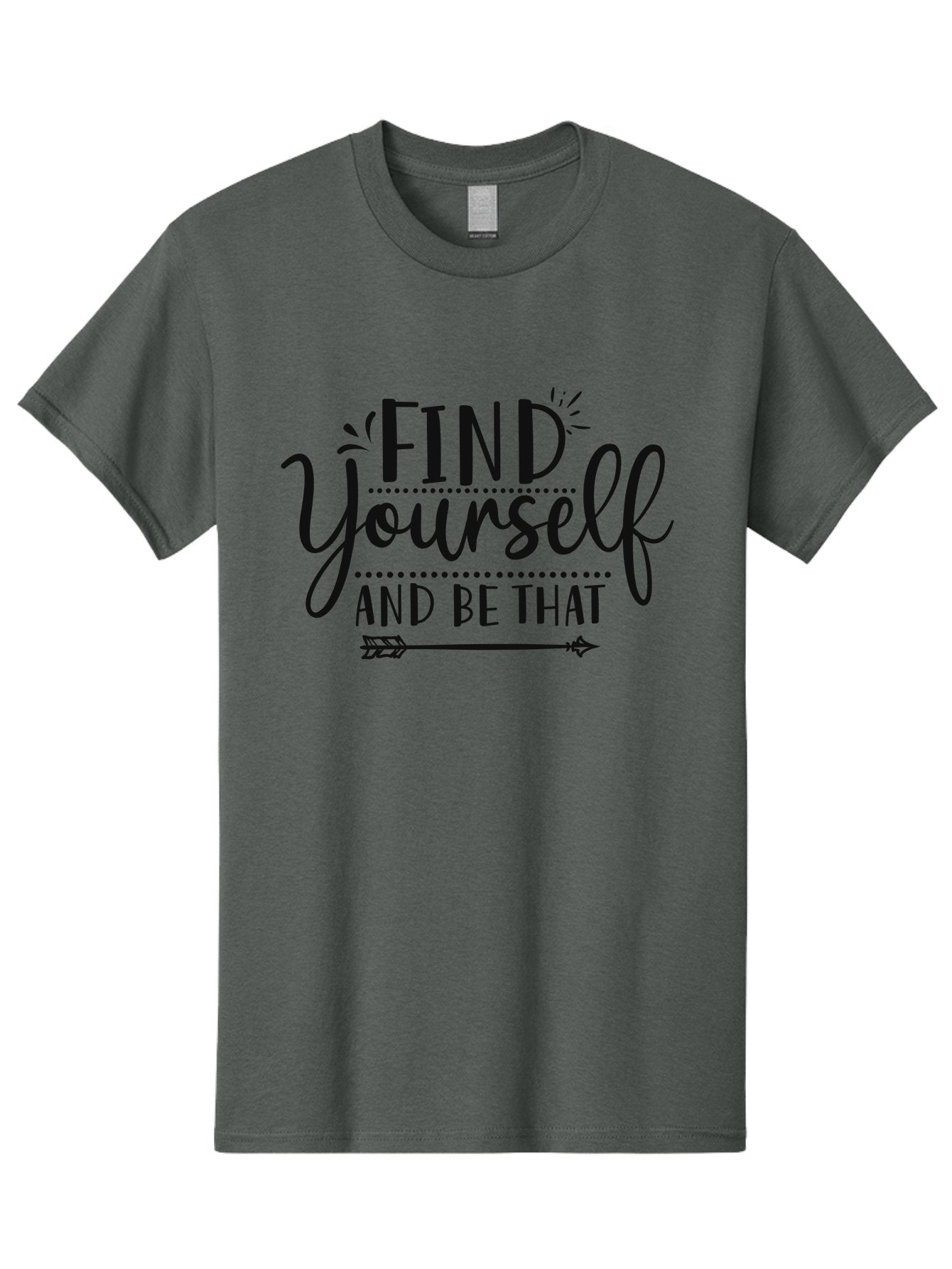 Find-Yourself-And-Be-That Men'S Graphic Tee, 100% Cotton, Comfortable Casual Summer Wear, Machine Washable, Inspirational Quote, Motivational Phrase, Self-Discovery, Empowerment, Positivity, Arrow Symbol, Bold Typography, Dotted Lines, Aad393 13
