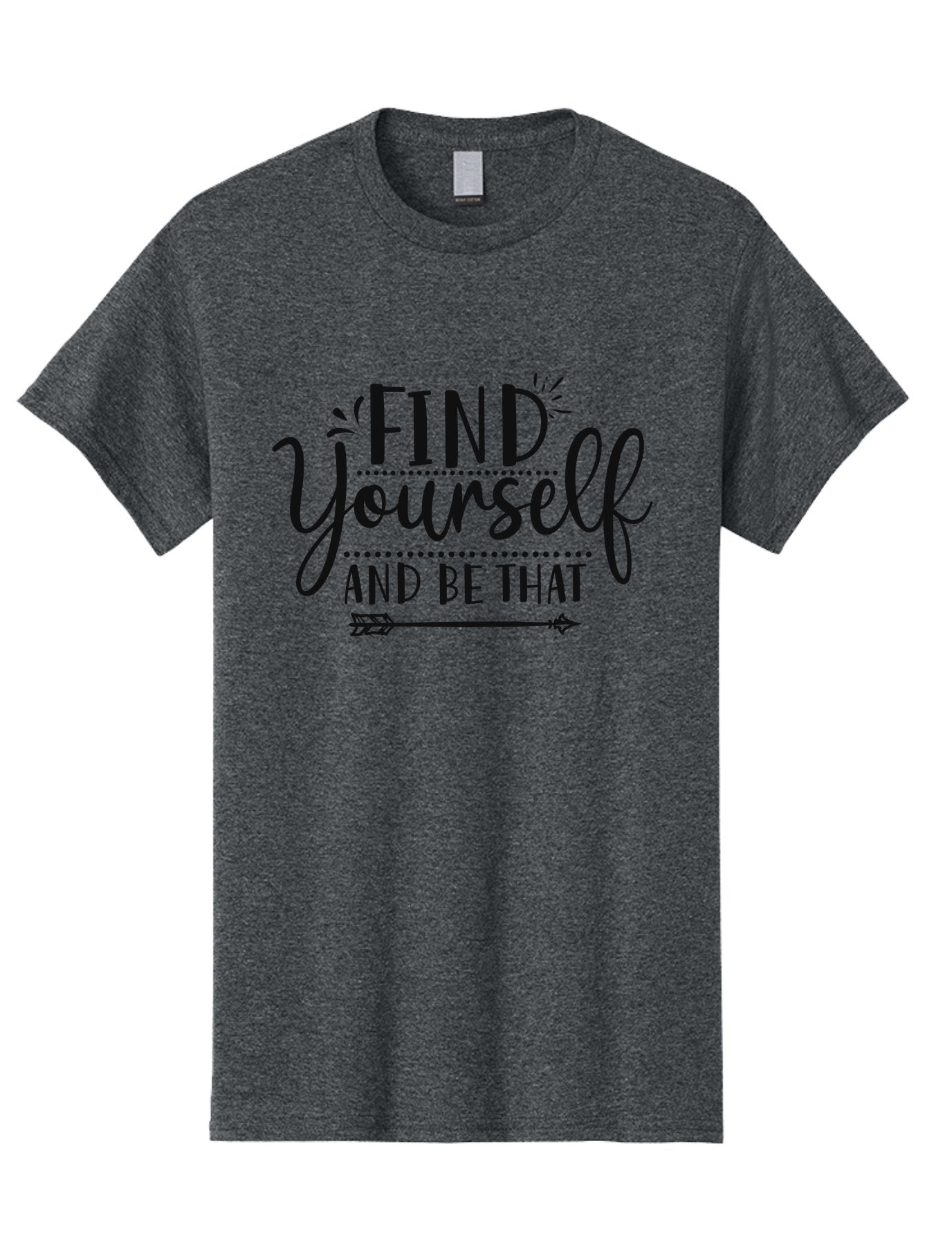 Find-Yourself-And-Be-That Men'S Graphic Tee, 100% Cotton, Comfortable Casual Summer Wear, Machine Washable, Inspirational Quote, Motivational Phrase, Self-Discovery, Empowerment, Positivity, Arrow Symbol, Bold Typography, Dotted Lines, Aad393 5