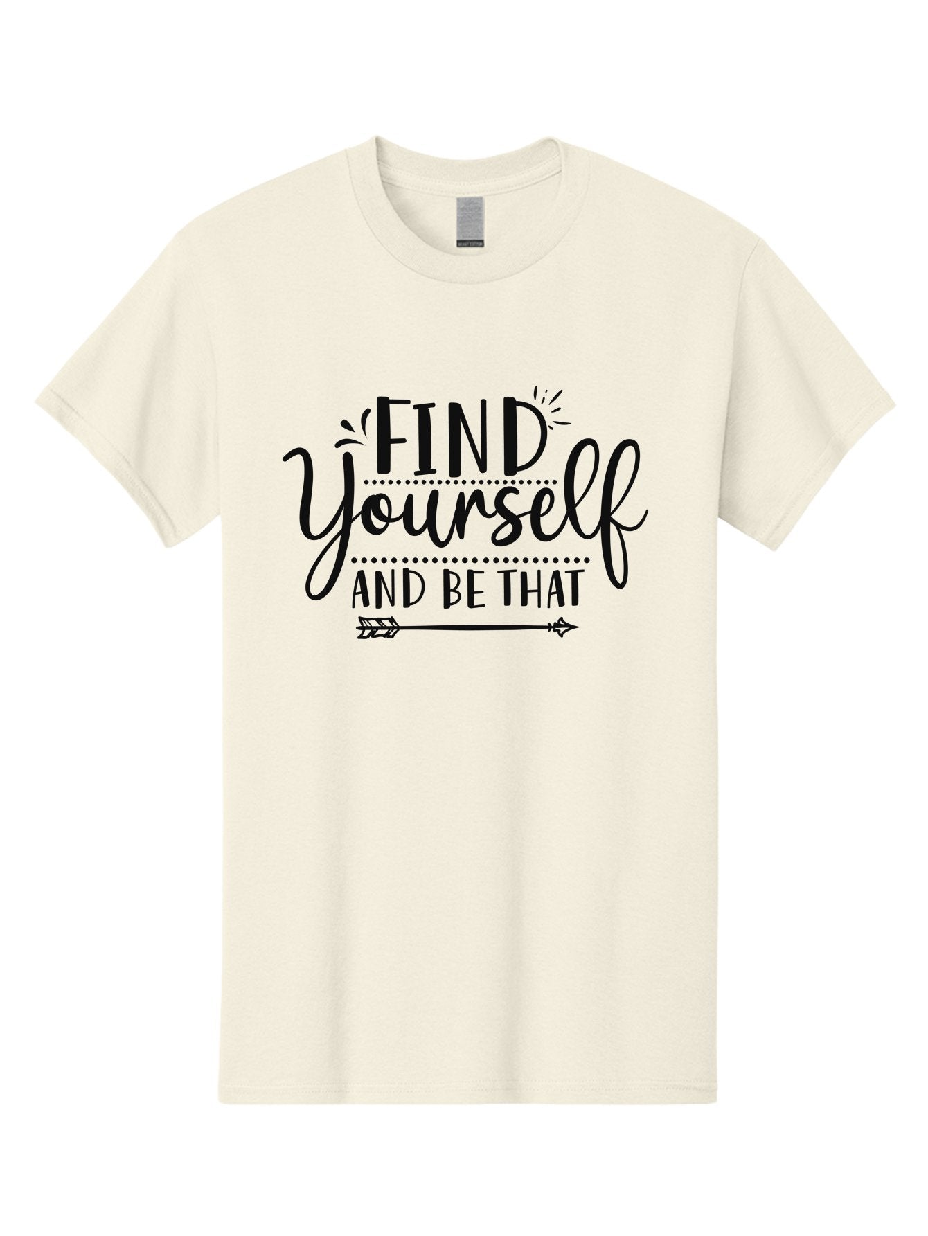 Find-Yourself-And-Be-That Men'S Graphic Tee, 100% Cotton, Comfortable Casual Summer Wear, Machine Washable, Inspirational Quote, Motivational Phrase, Self-Discovery, Empowerment, Positivity, Arrow Symbol, Bold Typography, Dotted Lines, Aad393 14