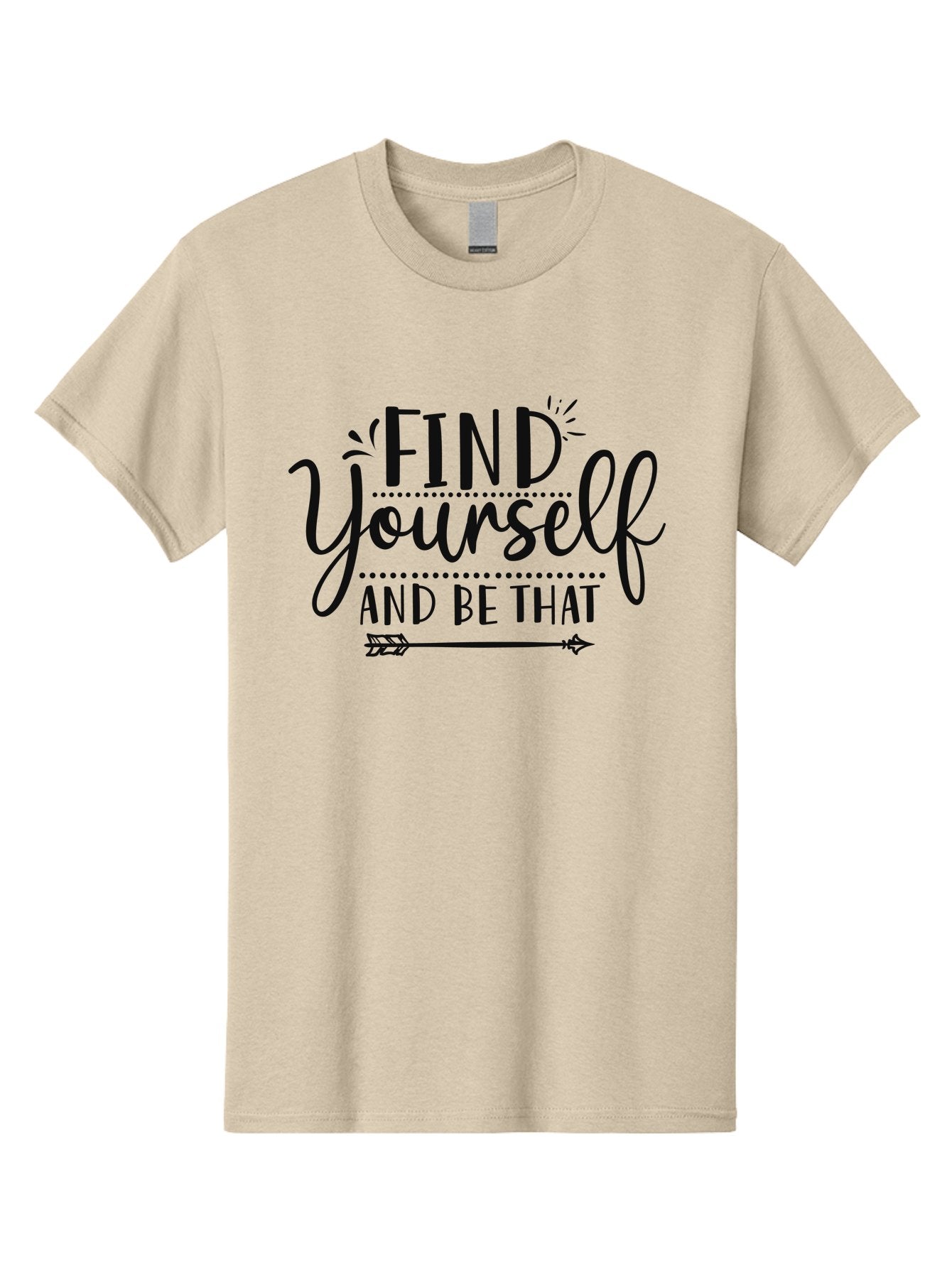 Find-Yourself-And-Be-That Men'S Graphic Tee, 100% Cotton, Comfortable Casual Summer Wear, Machine Washable, Inspirational Quote, Motivational Phrase, Self-Discovery, Empowerment, Positivity, Arrow Symbol, Bold Typography, Dotted Lines, Aad393 11