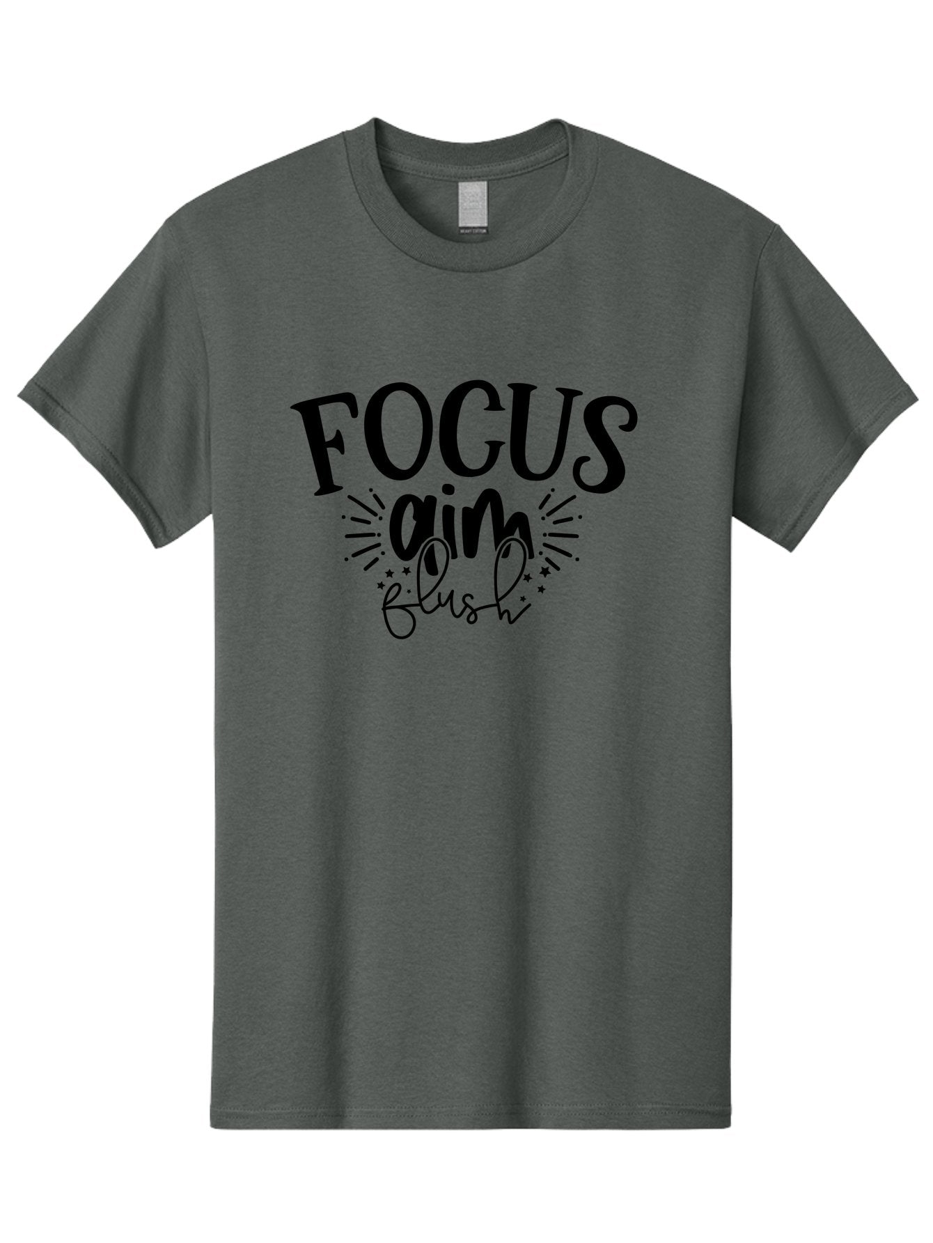 Focus-Aim-Flush Men'S Graphic Tee, 100% Cotton, Comfortable Casual Summer Wear, Machine Washable, Motivational Quote, Focus On Your Goals, Inspirational Phrase, Aim High, Flush With Success, Motivational Typography, Positive Affirmation, Aad396 11