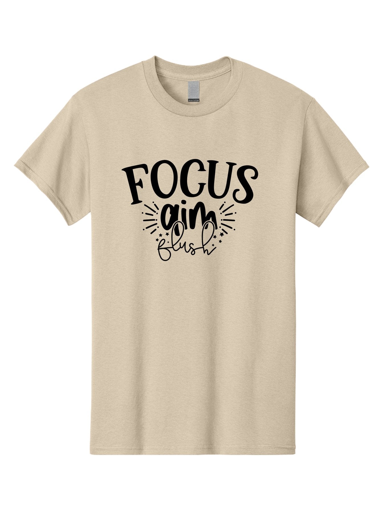 Focus-Aim-Flush Men'S Graphic Tee, 100% Cotton, Comfortable Casual Summer Wear, Machine Washable, Motivational Quote, Focus On Your Goals, Inspirational Phrase, Aim High, Flush With Success, Motivational Typography, Positive Affirmation, Aad396 15