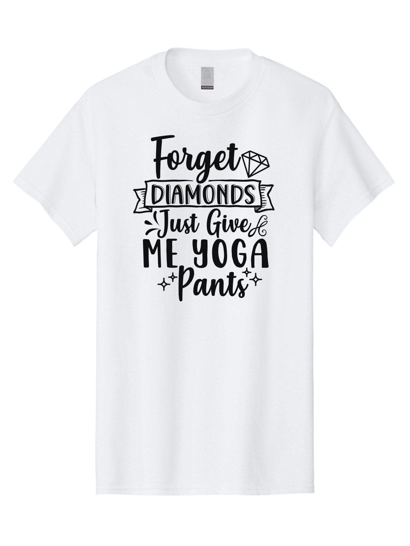 Forget-Diamonds-Just-Give-Me-Yoga-Pants Men'S Graphic Tee, 100% Cotton, Comfortable Casual Summer Wear, Machine Washable, Funny Yoga Quotes, Yoga Pants Obsession, Fitness Humor, Workout Fashion, Diamond Alternatives, Yoga Love, Aad398 3
