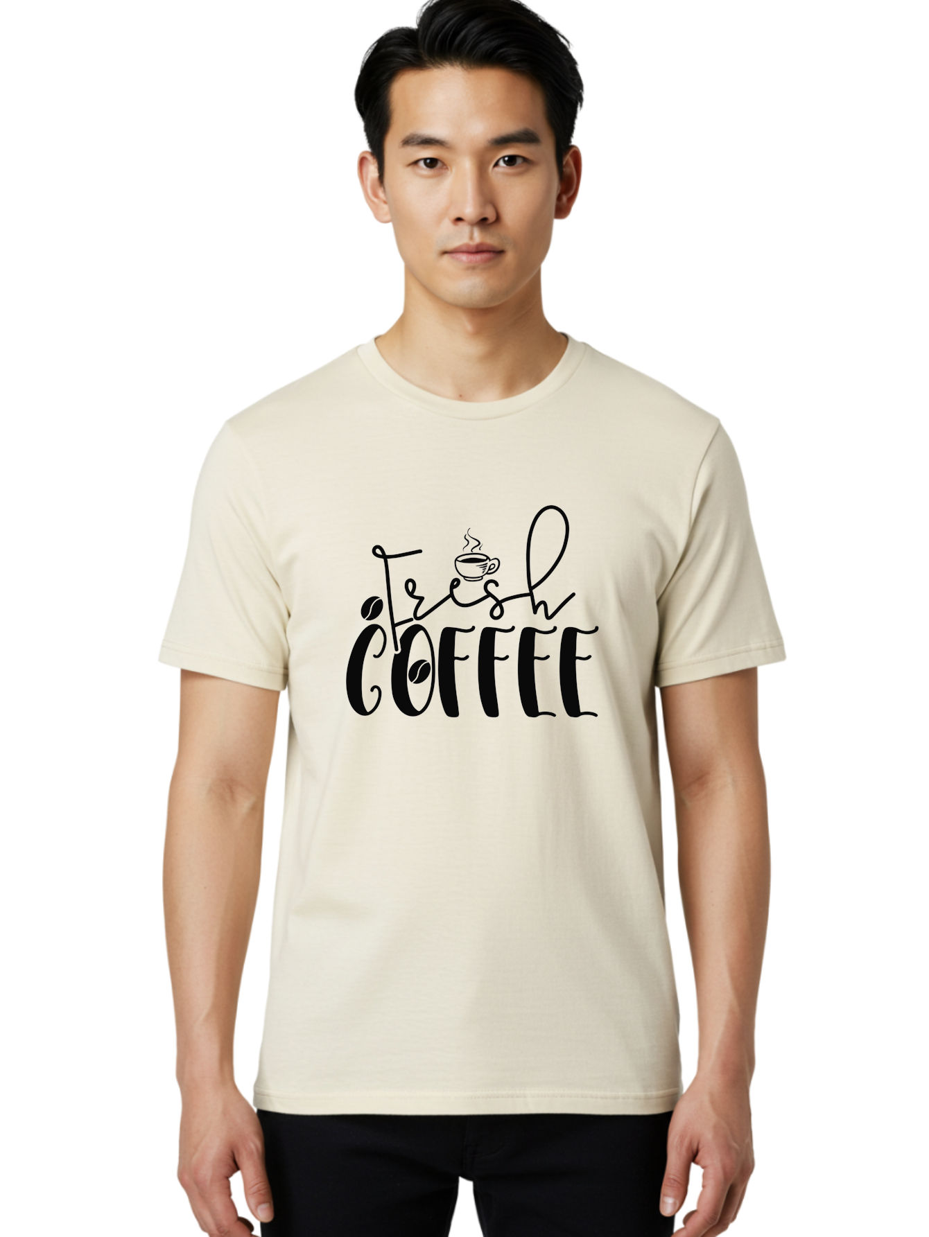 Fresh-Coffee Men'S Graphic Tee, 100% Cotton, Comfortable Casual Summer Wear, Machine Washable, Fresh Coffee, Coffee Beans, Steaming Hot Coffee, Morning Coffee, Coffee Lover, Coffee Shop Sign, Coffee Advertisement, Gourmet Coffee, Aad399 26