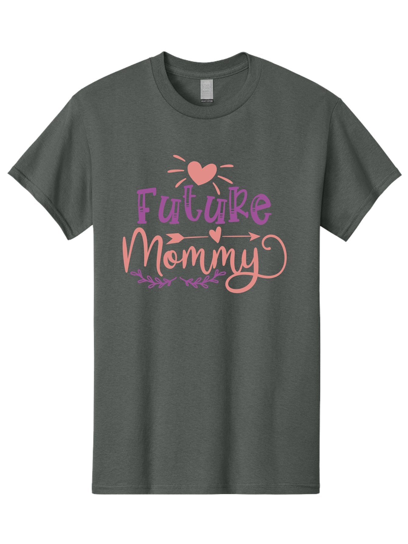 Future-Mommy Men'S Graphic Tee, 100% Cotton, Comfortable Casual Summer Wear, Machine Washable, Future Mommy, Pregnancy Announcement, Baby On Board, New Mom, Heart Design, Arrow Symbol, Floral Wreath, Motherhood, Parenting Journey, Love, Aad403 5