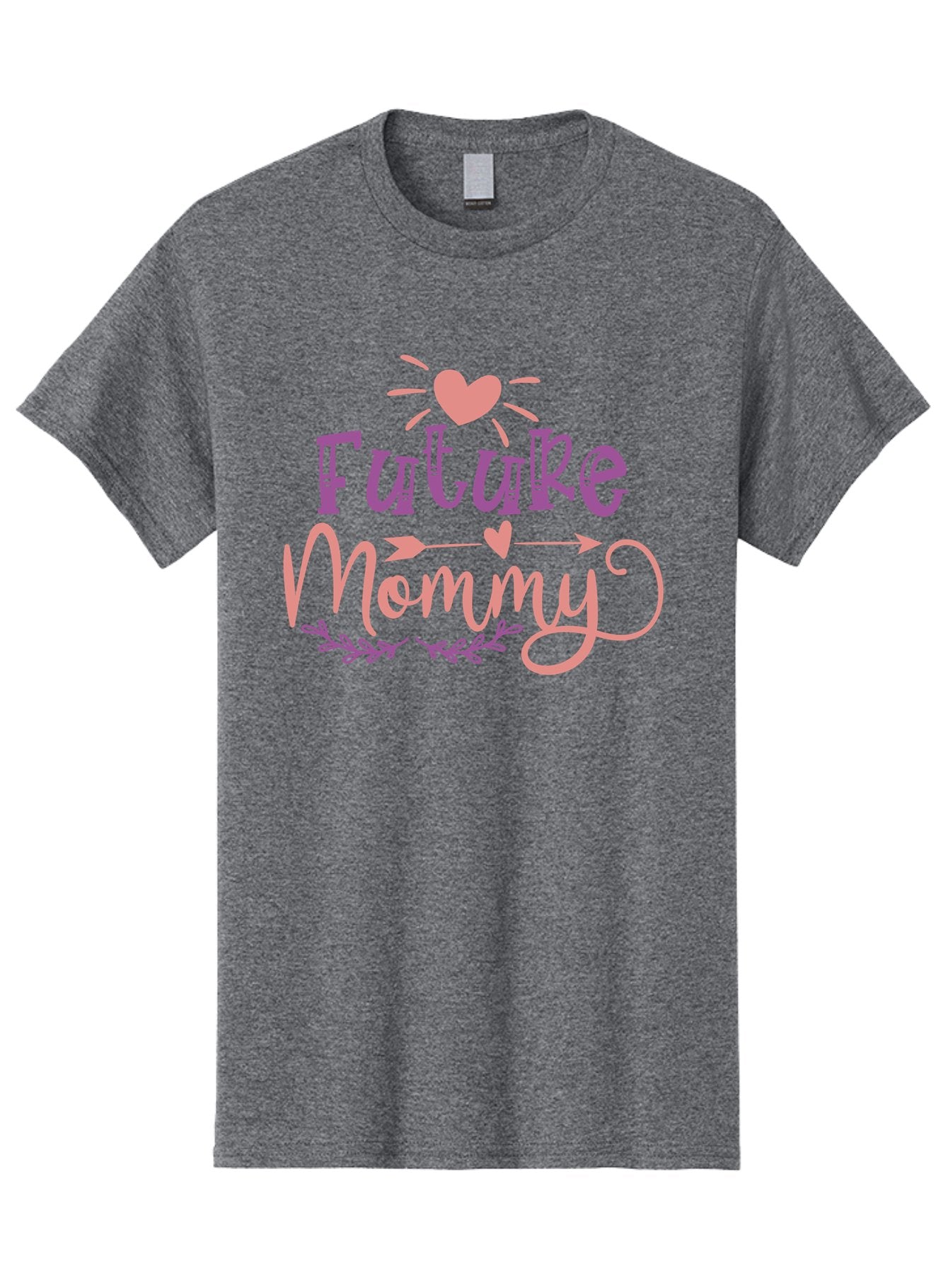 Future-Mommy Men'S Graphic Tee, 100% Cotton, Comfortable Casual Summer Wear, Machine Washable, Future Mommy, Pregnancy Announcement, Baby On Board, New Mom, Heart Design, Arrow Symbol, Floral Wreath, Motherhood, Parenting Journey, Love, Aad403 3