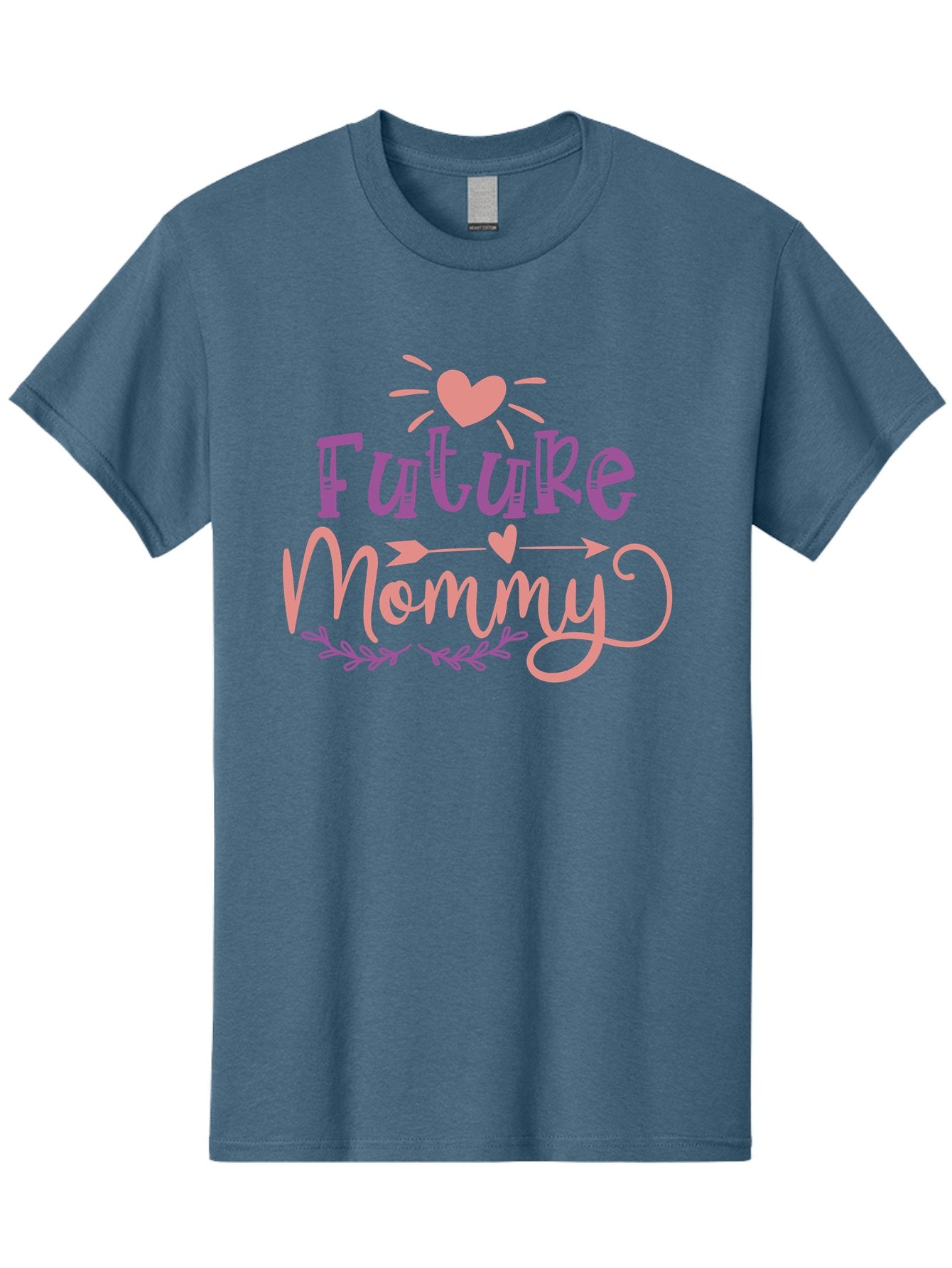 Future-Mommy Men'S Graphic Tee, 100% Cotton, Comfortable Casual Summer Wear, Machine Washable, Future Mommy, Pregnancy Announcement, Baby On Board, New Mom, Heart Design, Arrow Symbol, Floral Wreath, Motherhood, Parenting Journey, Love, Aad403 14