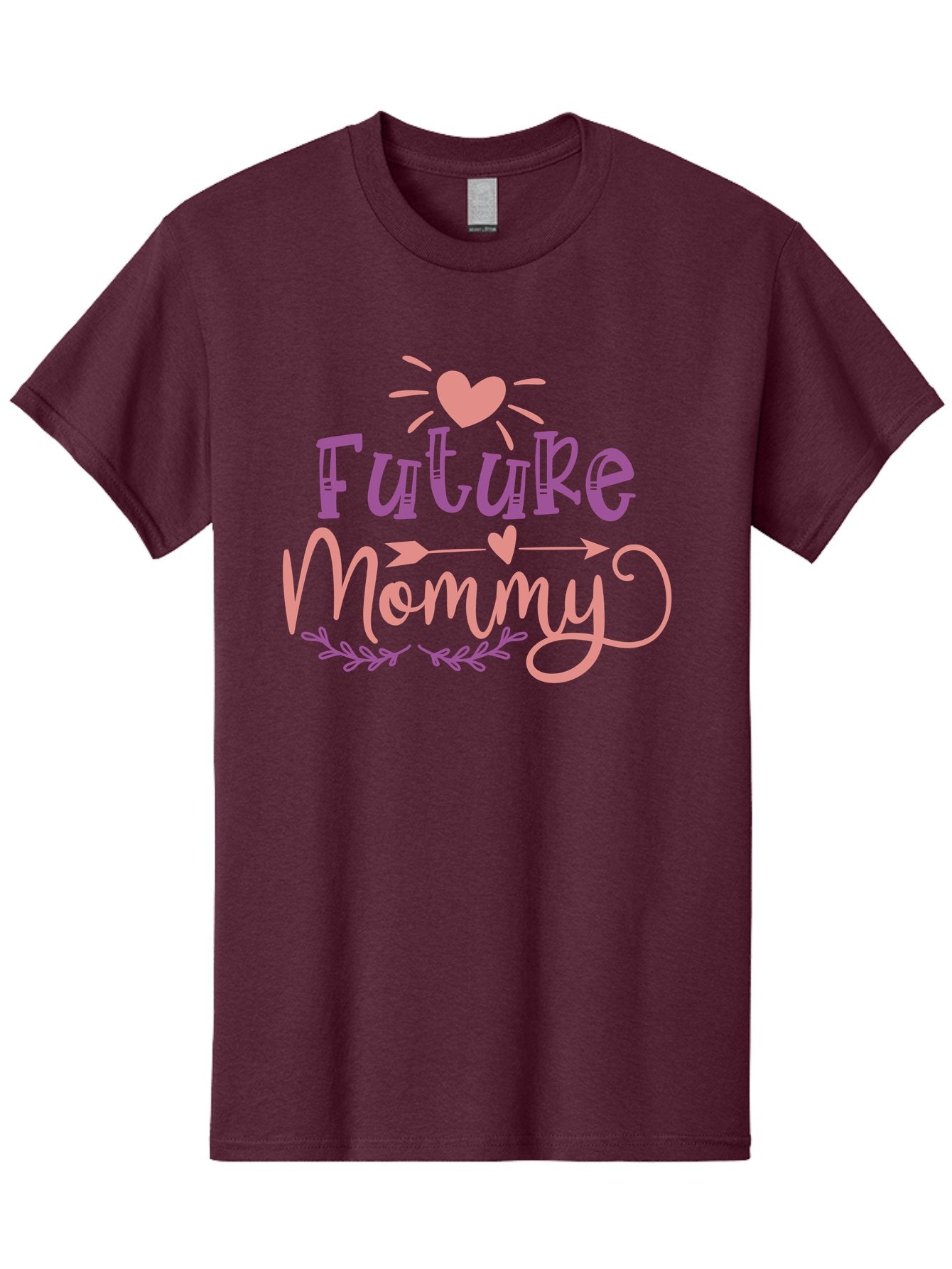 Future-Mommy Men'S Graphic Tee, 100% Cotton, Comfortable Casual Summer Wear, Machine Washable, Future Mommy, Pregnancy Announcement, Baby On Board, New Mom, Heart Design, Arrow Symbol, Floral Wreath, Motherhood, Parenting Journey, Love, Aad403 7