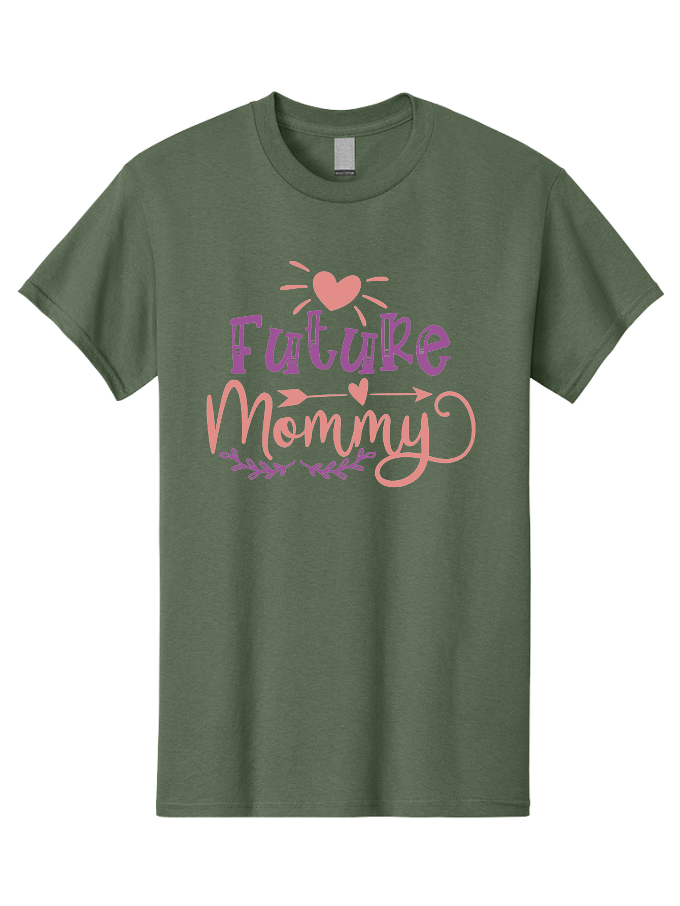 Future-Mommy Men'S Graphic Tee, 100% Cotton, Comfortable Casual Summer Wear, Machine Washable, Future Mommy, Pregnancy Announcement, Baby On Board, New Mom, Heart Design, Arrow Symbol, Floral Wreath, Motherhood, Parenting Journey, Love, Aad403
