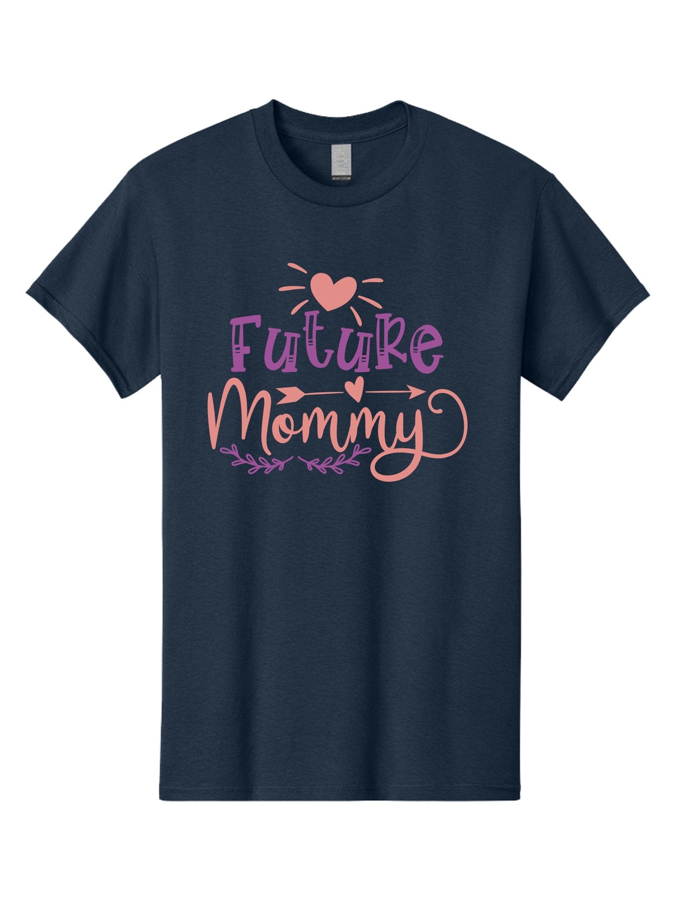 Future-Mommy Men'S Graphic Tee, 100% Cotton, Comfortable Casual Summer Wear, Machine Washable, Future Mommy, Pregnancy Announcement, Baby On Board, New Mom, Heart Design, Arrow Symbol, Floral Wreath, Motherhood, Parenting Journey, Love, Aad403 11