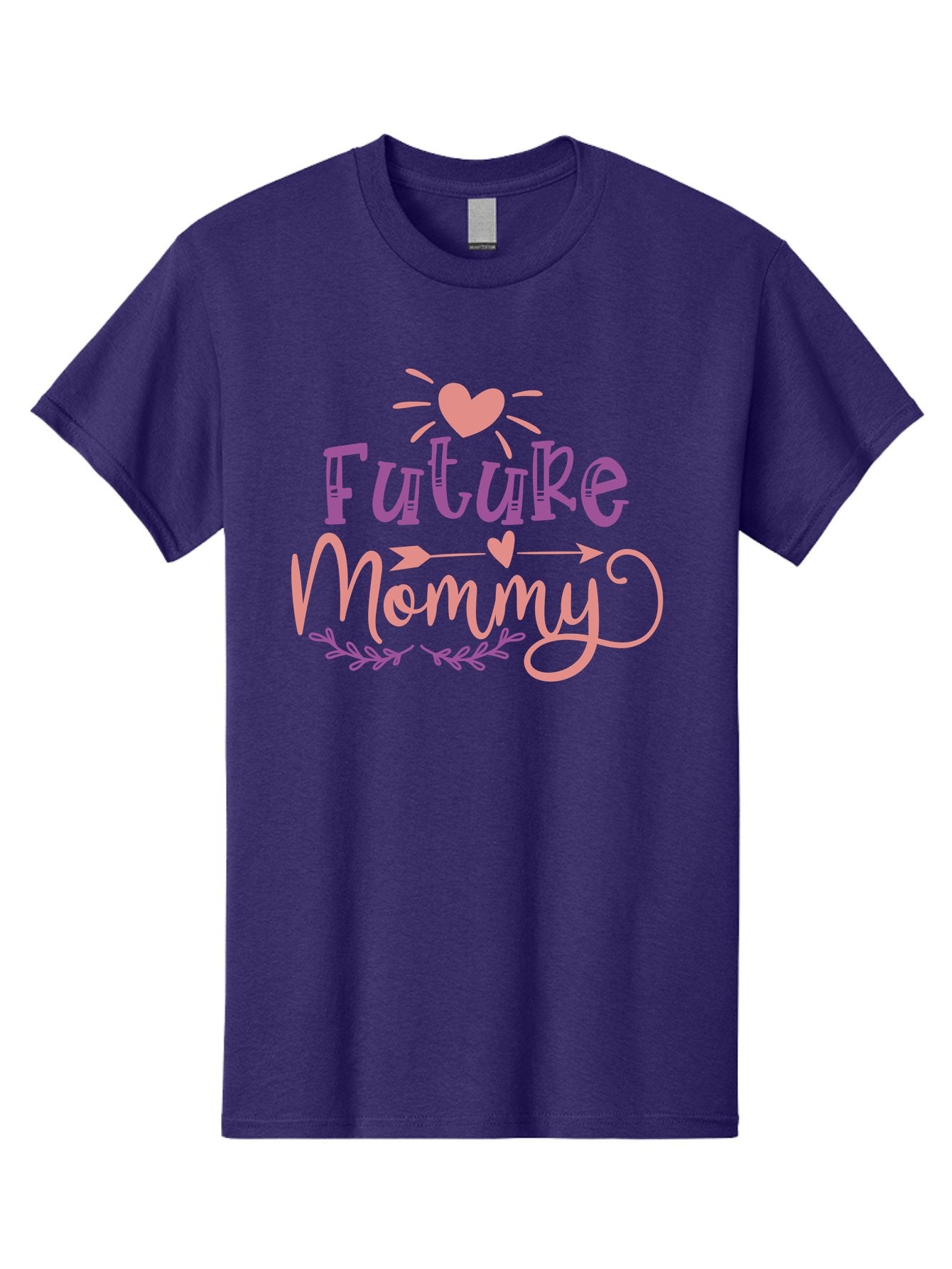 Future-Mommy Men'S Graphic Tee, 100% Cotton, Comfortable Casual Summer Wear, Machine Washable, Future Mommy, Pregnancy Announcement, Baby On Board, New Mom, Heart Design, Arrow Symbol, Floral Wreath, Motherhood, Parenting Journey, Love, Aad403