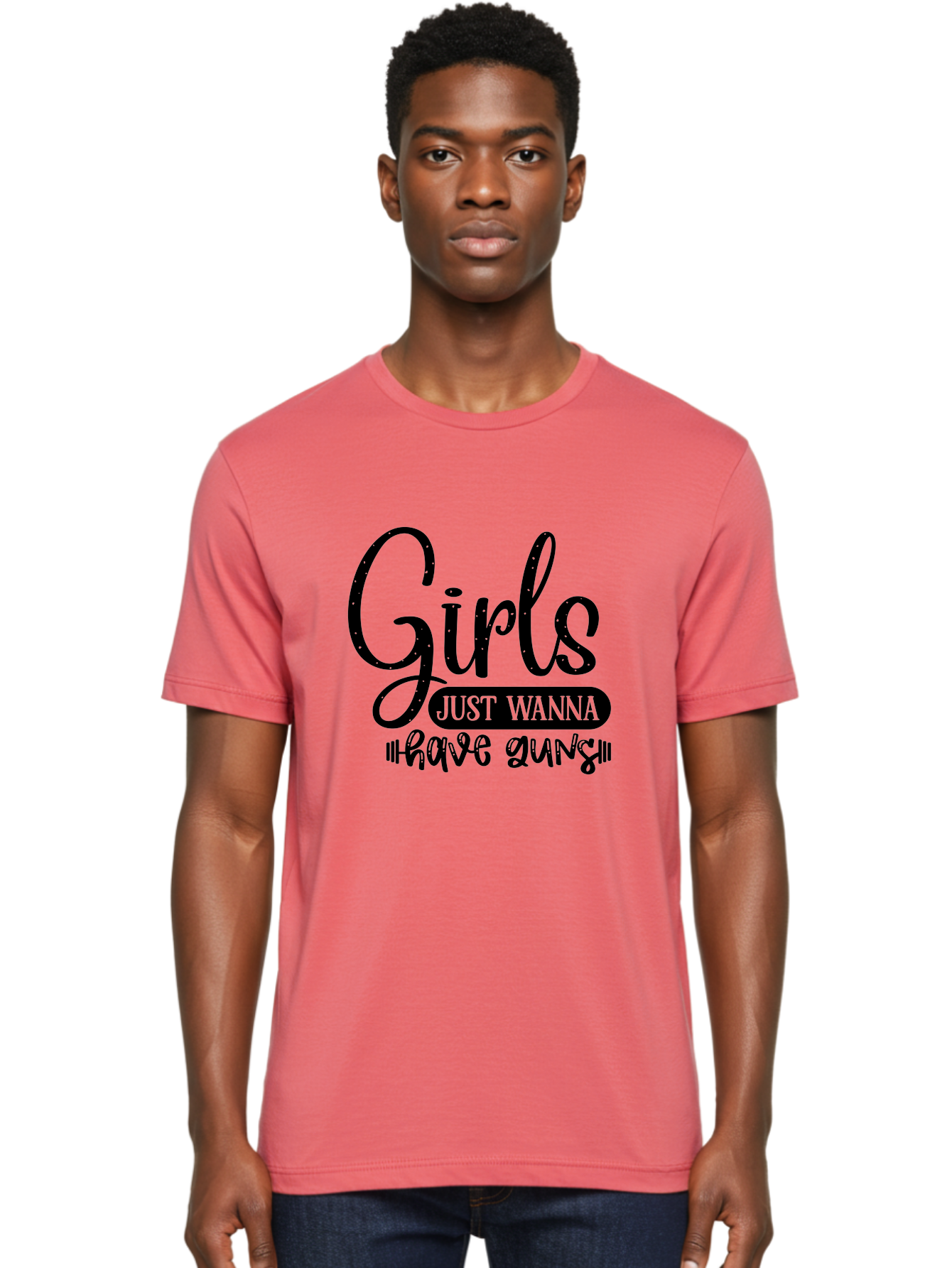 Girls-Just-Wanna-Have-Guns Men'S Graphic Tee, 100% Cotton, Comfortable Casual Summer Wear, Machine Washable, Funny Quote, Sassy Saying, Girls Just Wanna Have Guns, Gun Culture, Female Empowerment, Humorous Phrase, Quirky Design, Women'S Rights Aad404 10
