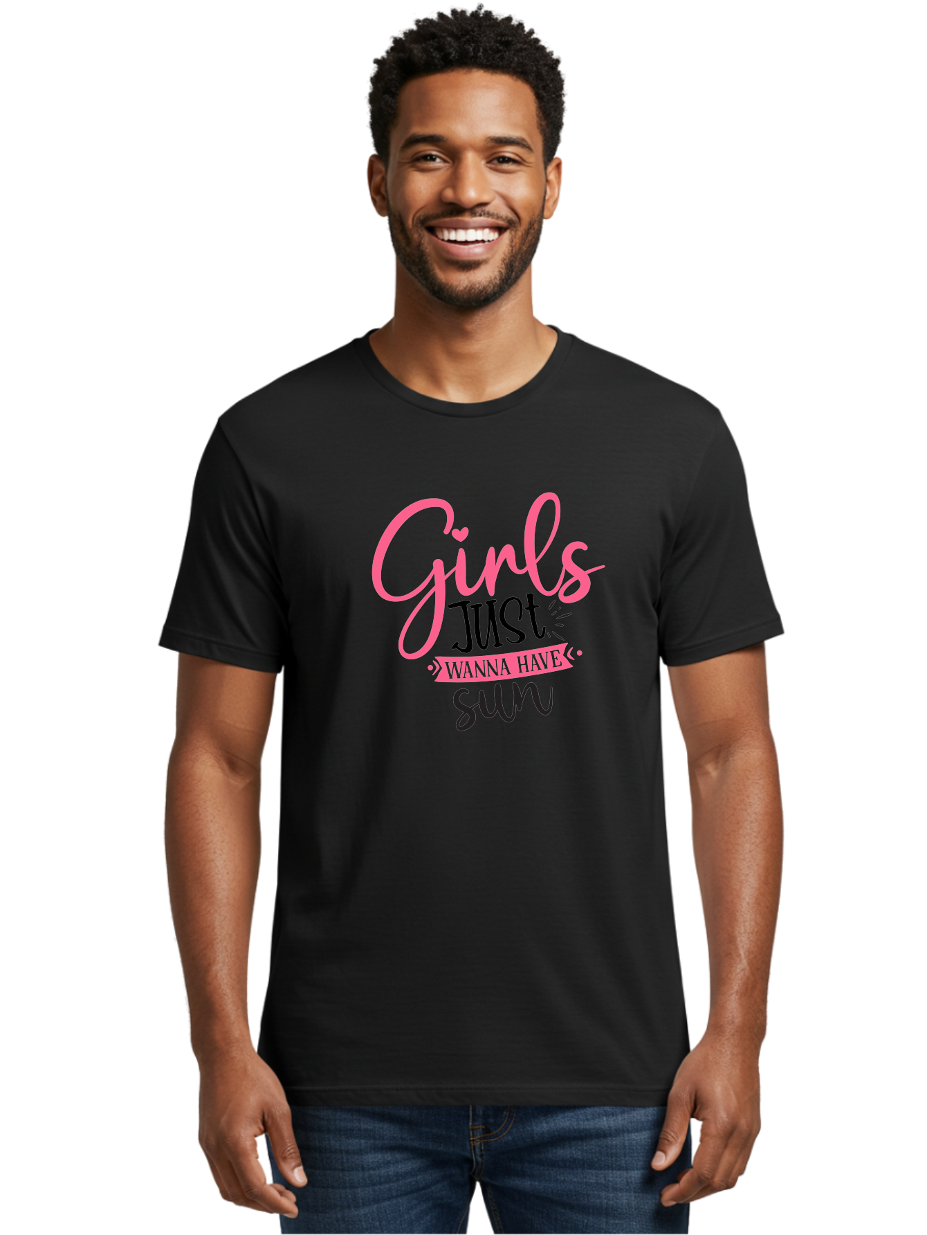 Girls-Just-Wanna-Have-Sun Men'S Graphic Tee, 100% Cotton, Comfortable Casual Summer Wear, Machine Washable, Summer Vibes, Sun Loving Girls, Girls Just Wanna Have Sun, Hand Lettering, Typography Art, Inspirational Quotes, Funny Sayings Aad405 4